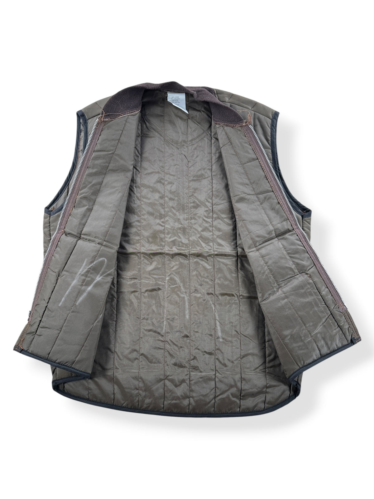 Inside of Vintage Quilted Brown Vest SZ M