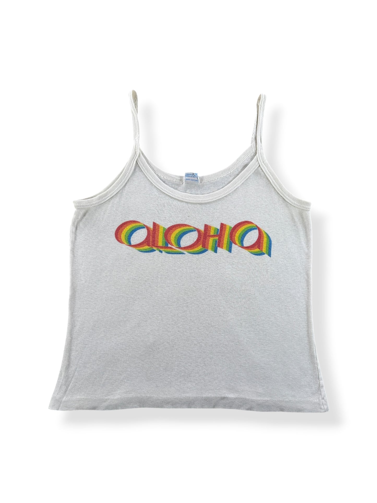 Front of Vintage Aloha Tank Top SZ L (Fits XS)