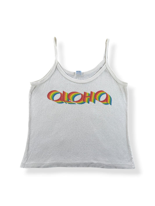 Front of Vintage Aloha Tank Top SZ L (Fits XS)