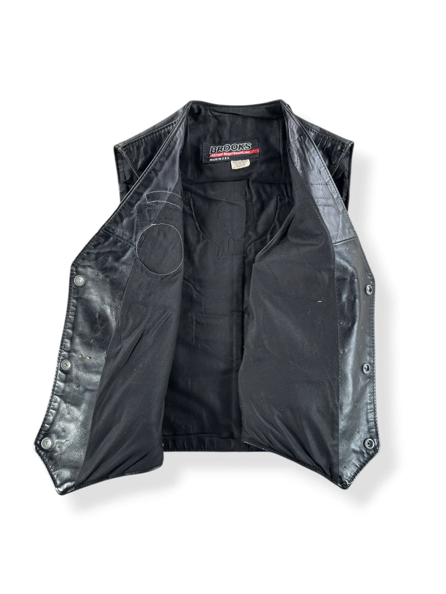 Inside of Vintage Honda Biker Leather Vest SZ XS