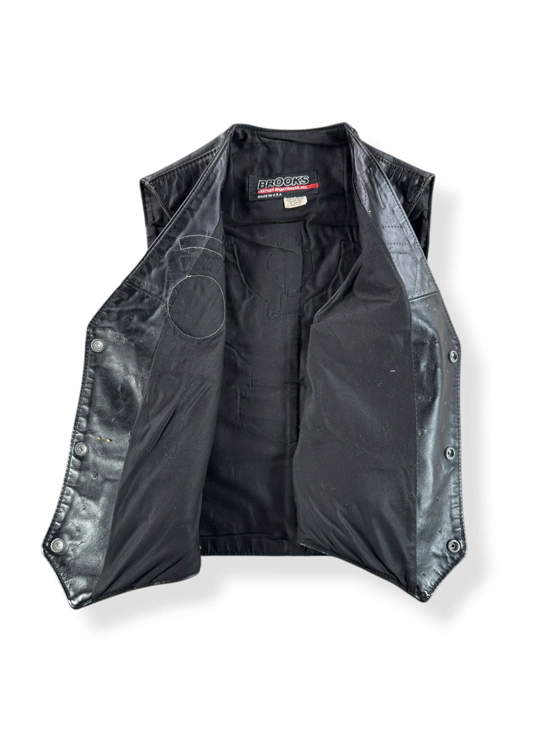 Inside of Vintage Honda Biker Leather Vest SZ XS