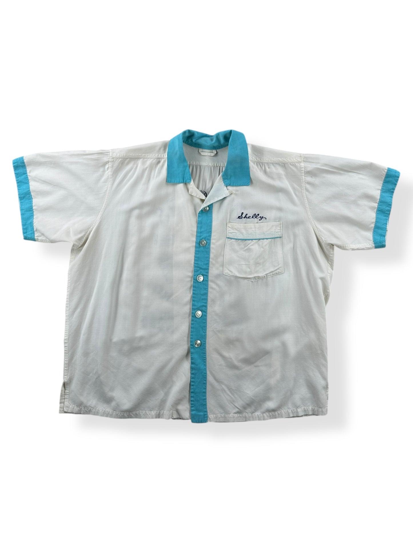 Front of Vintage 1968 China Advisors Bowling Shirt SZ XL