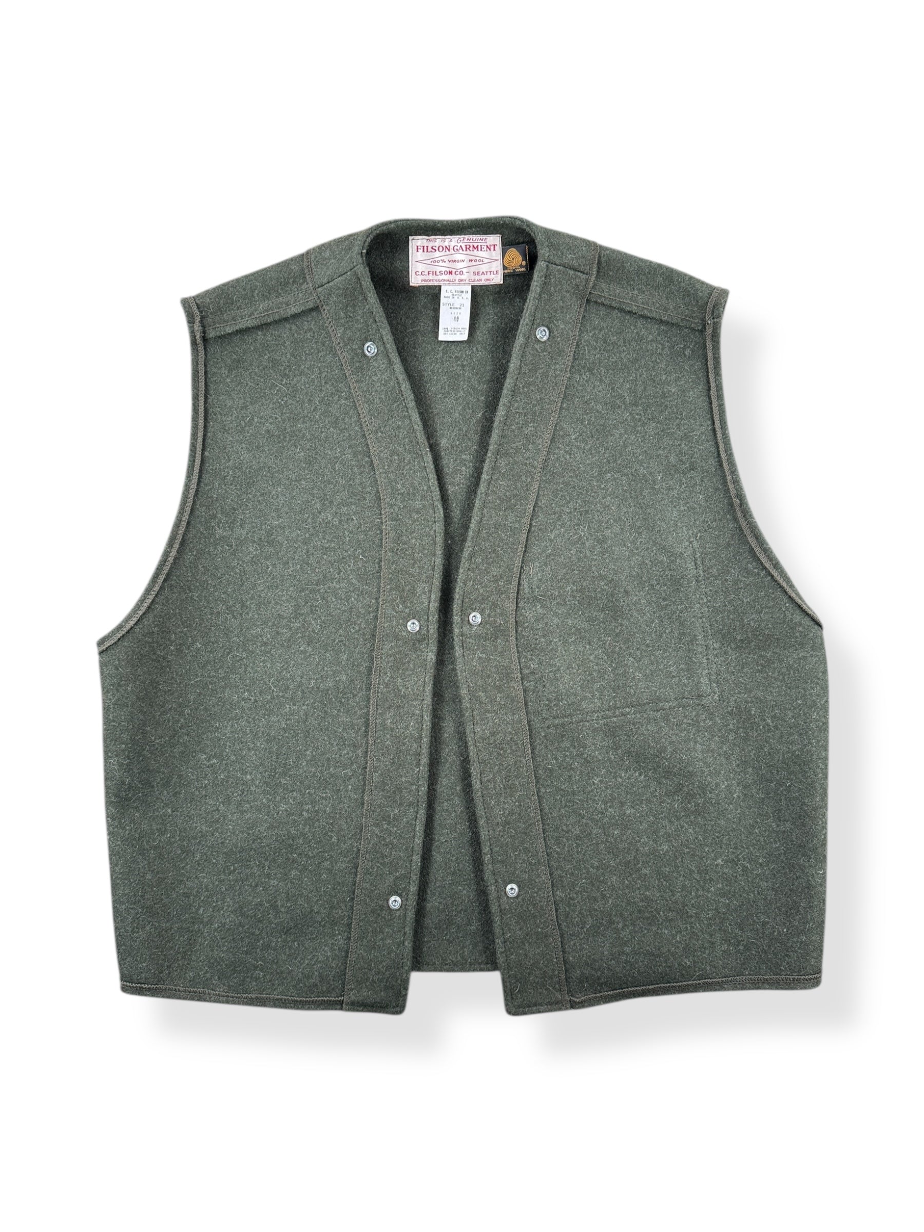 Front of Vintage Filson Wool Liner Vest SZ 40