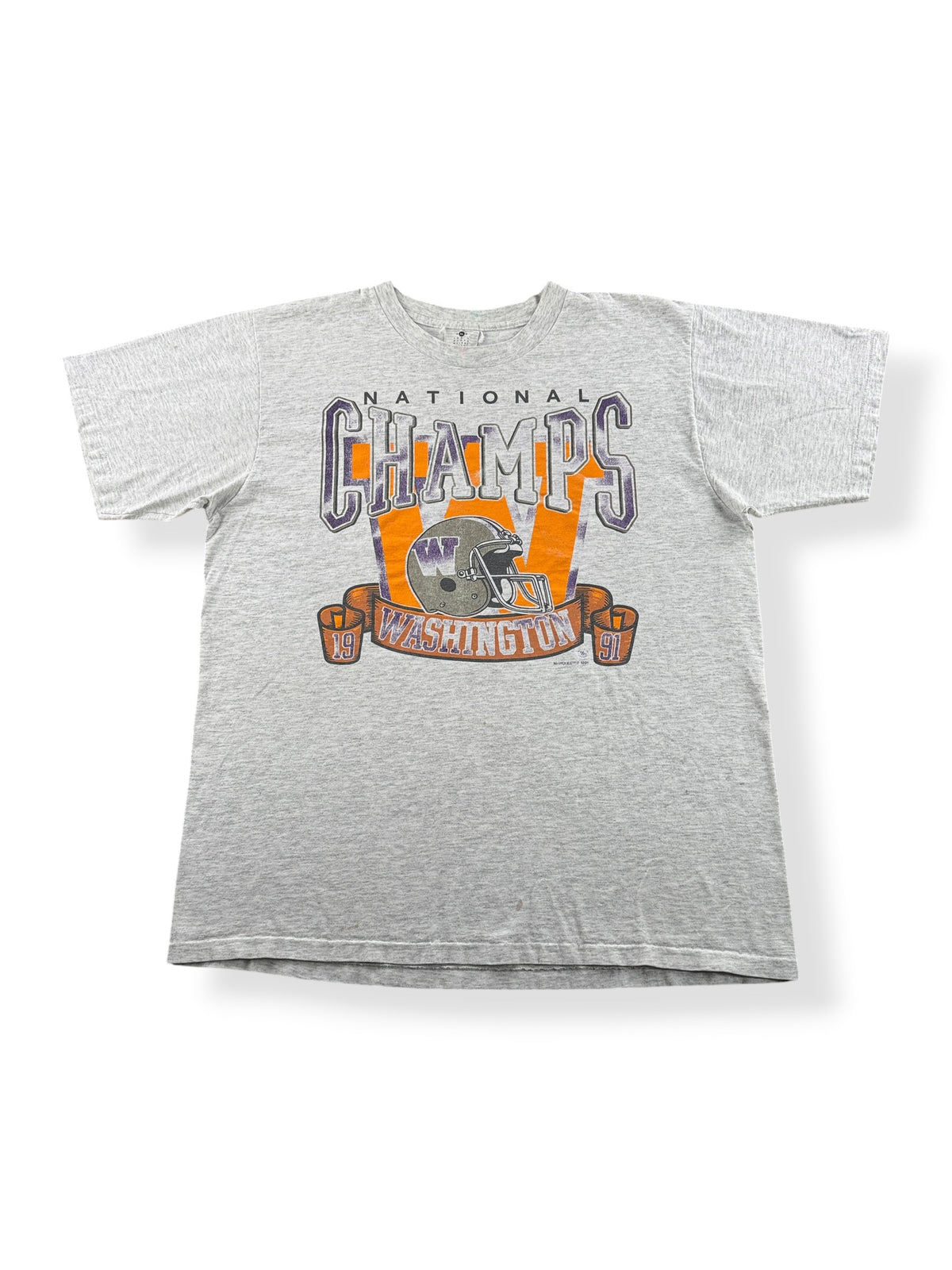 Front of Vintage UW Huskies '91 National Champs Tee SZ XL