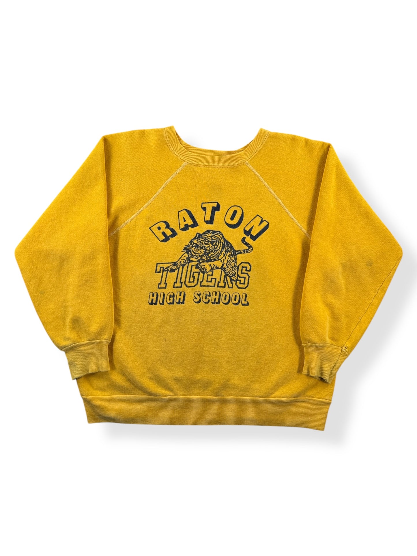Front of Vintage Raton Tigers High School Crewneck SZ M