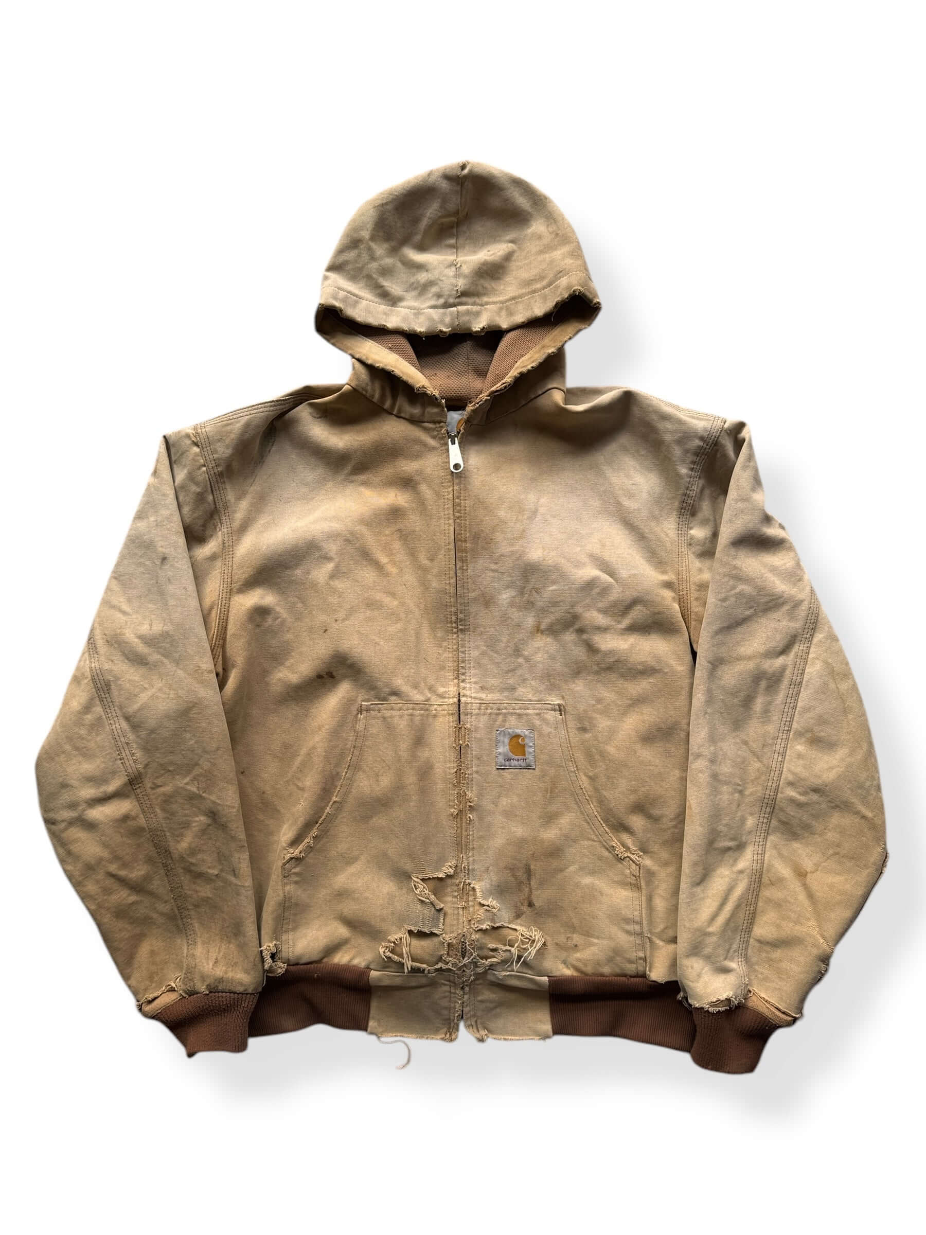 Front of Thrashed Carhartt Hooded Jacket SZ L