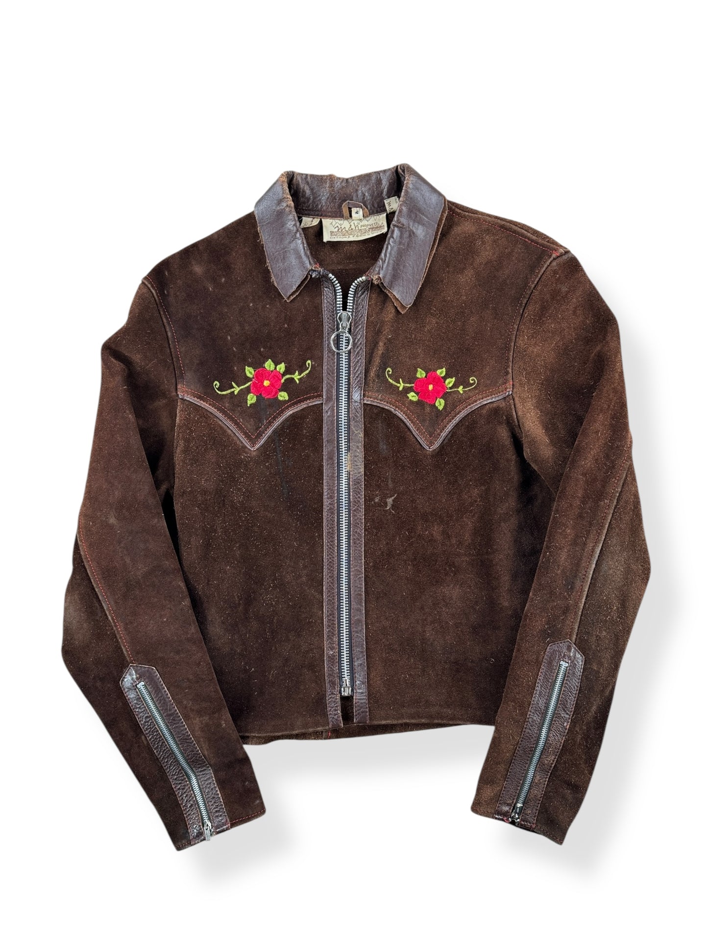 Front of Vintage Made in Mexico Suede Leather Jacket SZ S