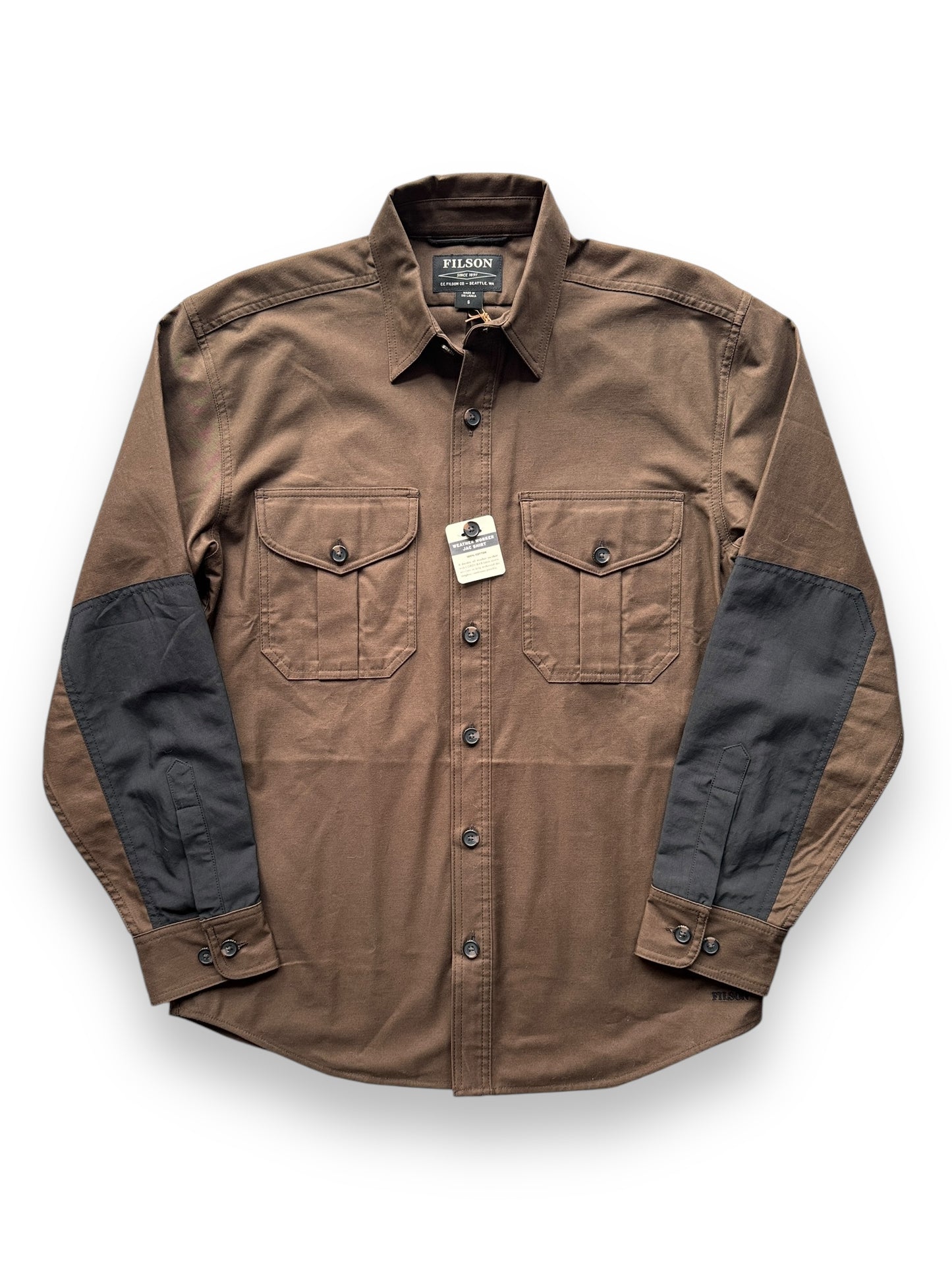 Front of NWT Filson Marsh Olive Weather Worker Jac Shirt Shirt SZ S