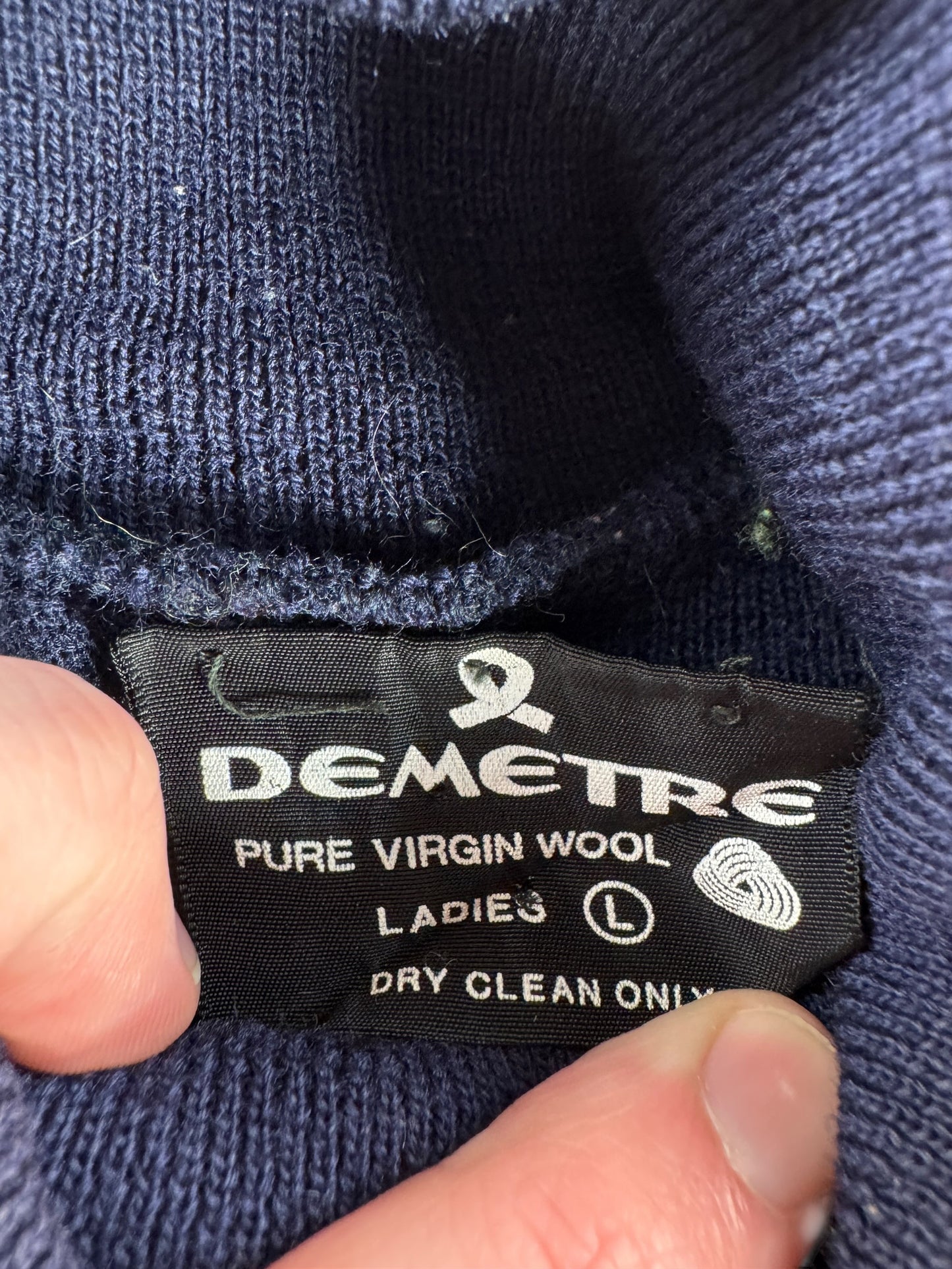 Tag on Vintage Demetre Rainbow Accented Wool Turtleneck Sweater SZ L (Fits S/M)