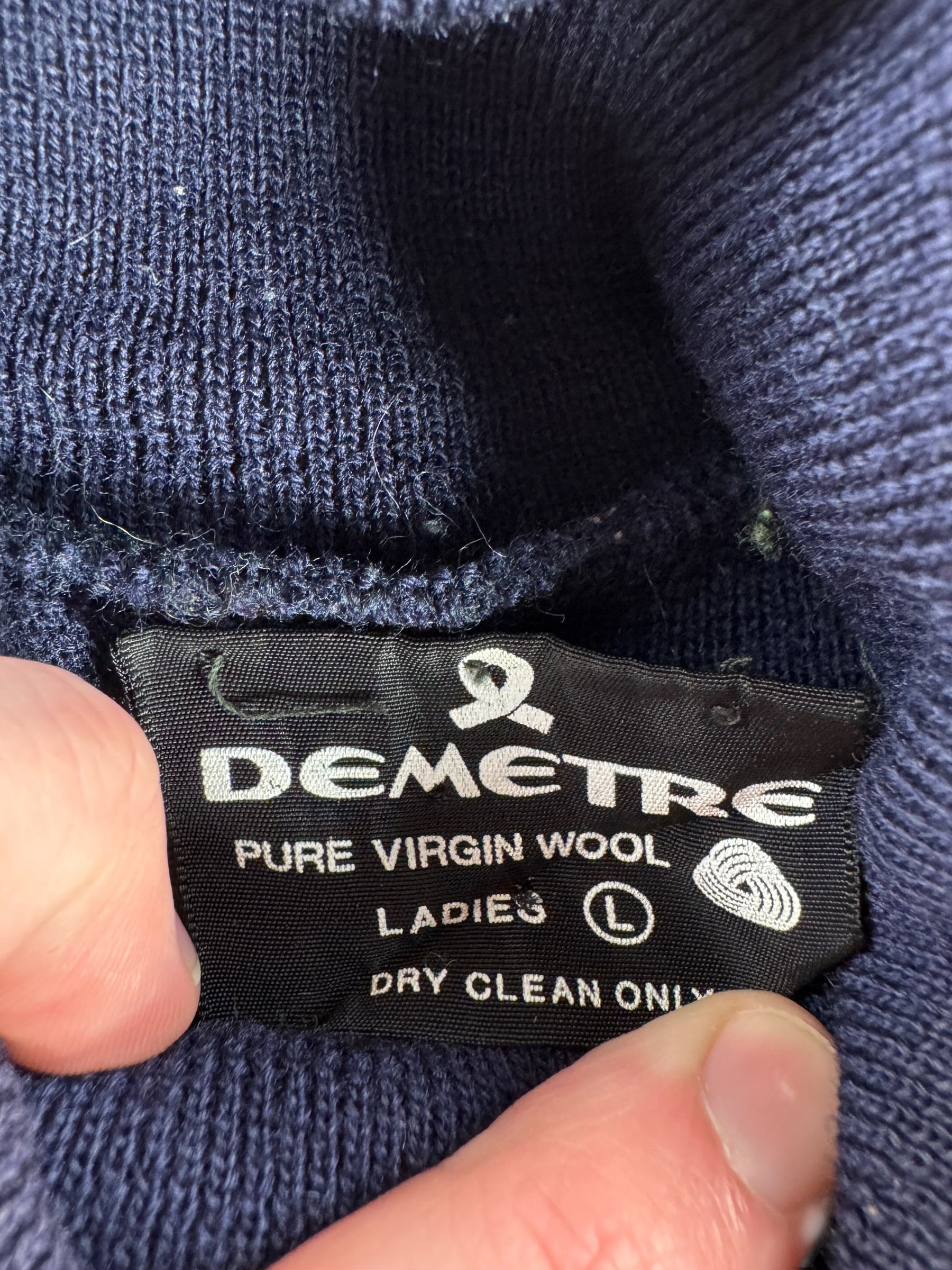 Tag on Vintage Demetre Rainbow Accented Wool Turtleneck Sweater SZ L (Fits S/M)
