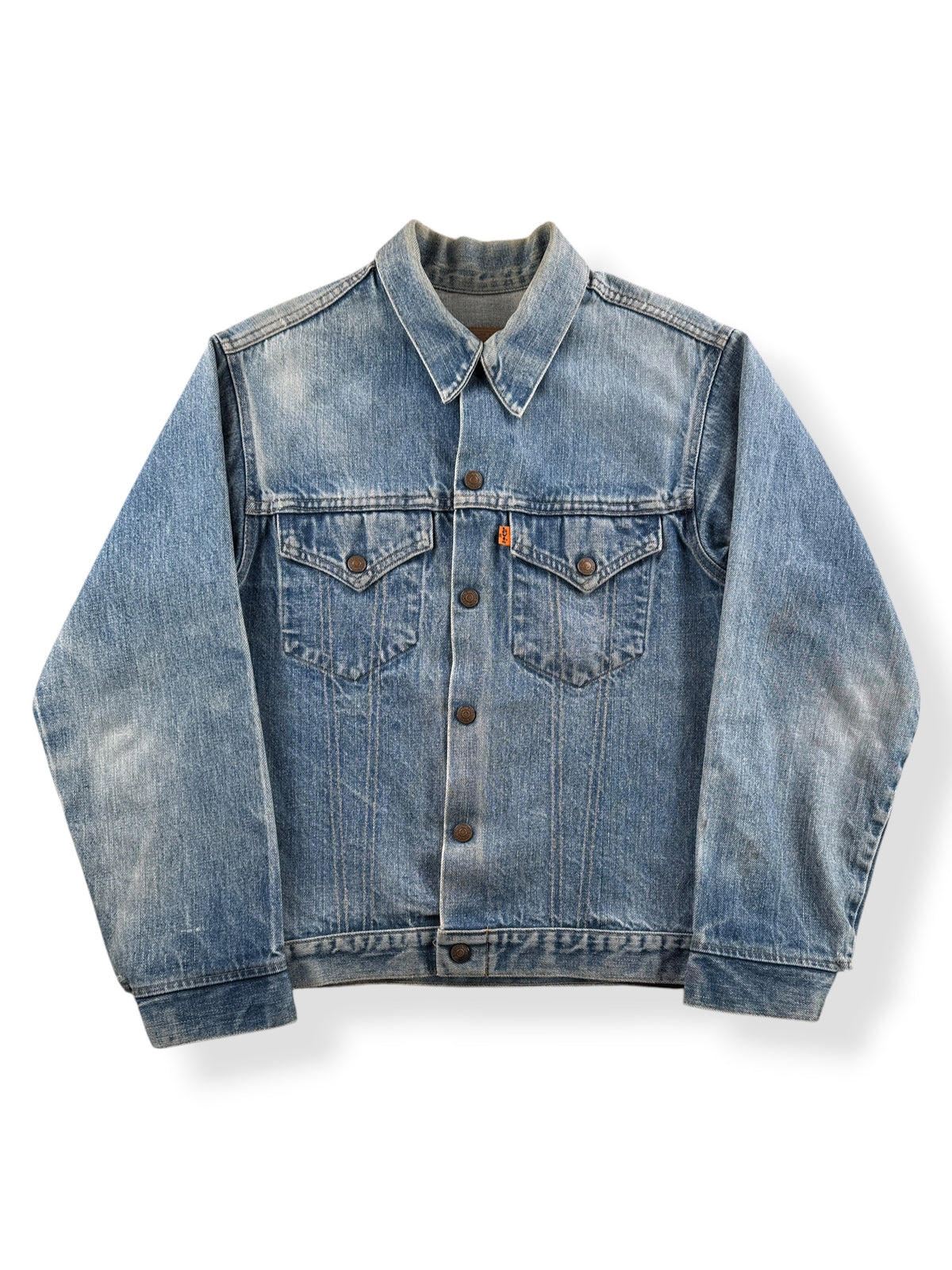 Front of Vintage 70’s Orange Tab Levi’s Denim Jacket SZ S