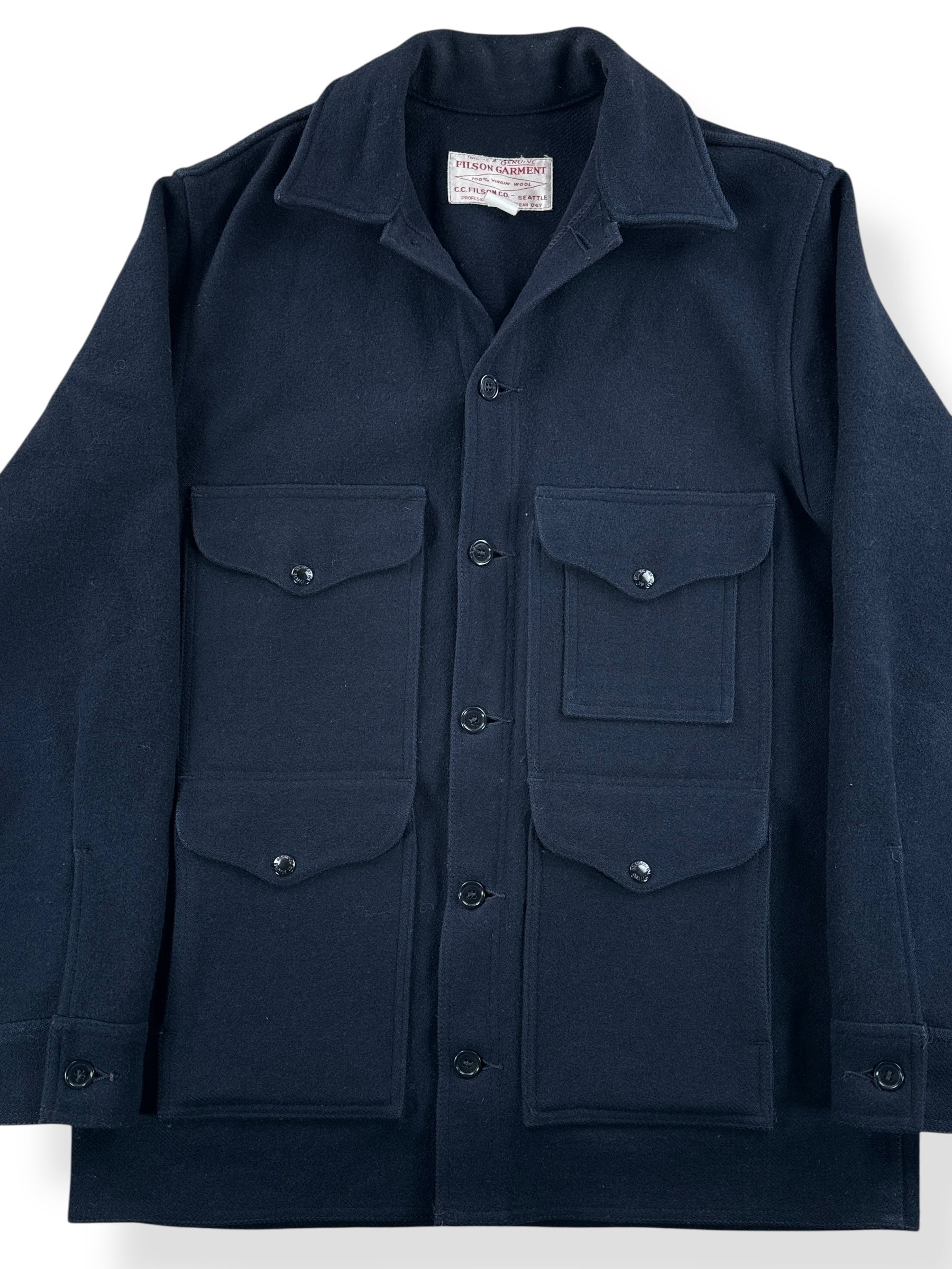Front Close Up of Vintage Black Filson Cruiser Jacket SZ 44