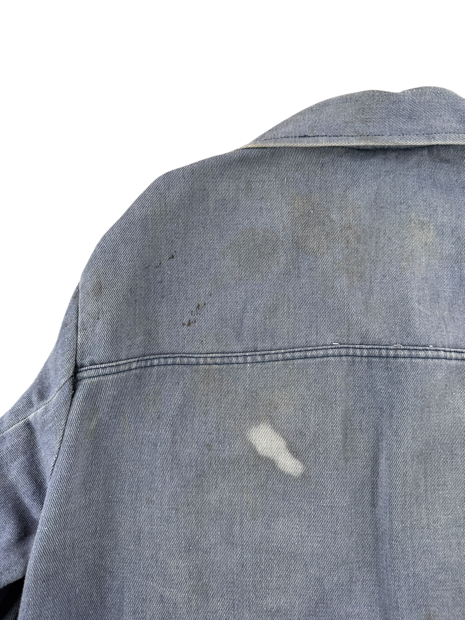 Wear on Vintage Greyish Blue French Chore Coat SZ M