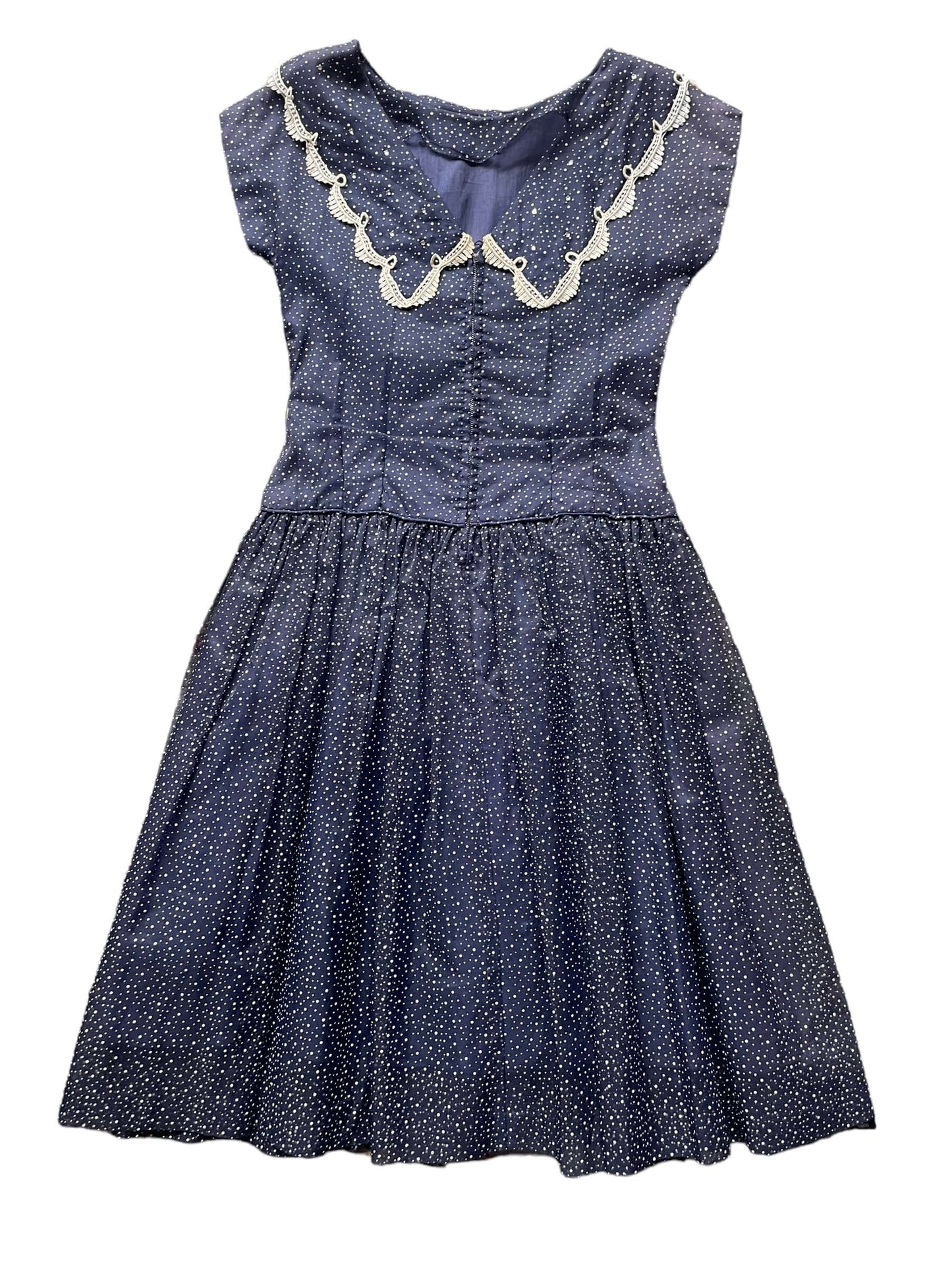 Full back view of Vintage 1940s Navy Blue Swiss Dot Dress |  Barn Owl Vintage Dresses | Seattle Vintage Ladies Clothing
