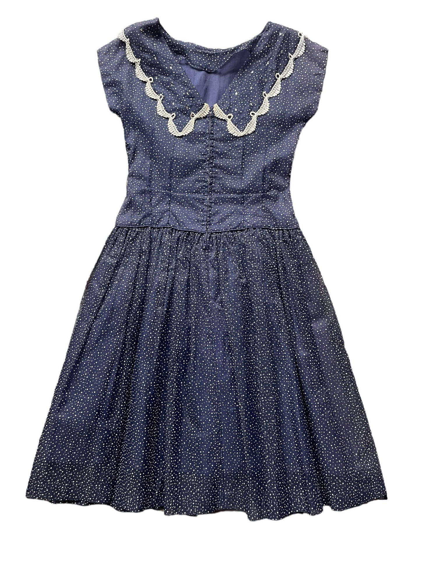 Vintage 1940s Navy Blue Swiss Dot Dress | Barn Owl Vintage Dresses
