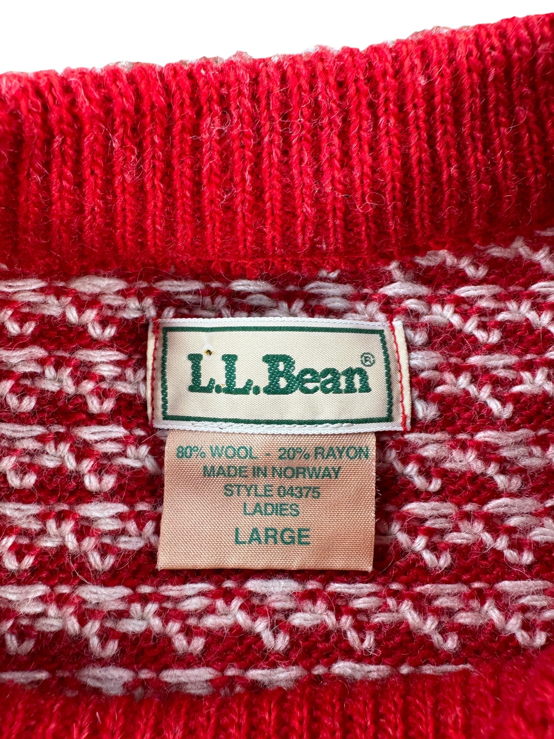 Tag on Vintage Women's LL Bean Red Birdseye Wool/Rayon Sweater SZ L