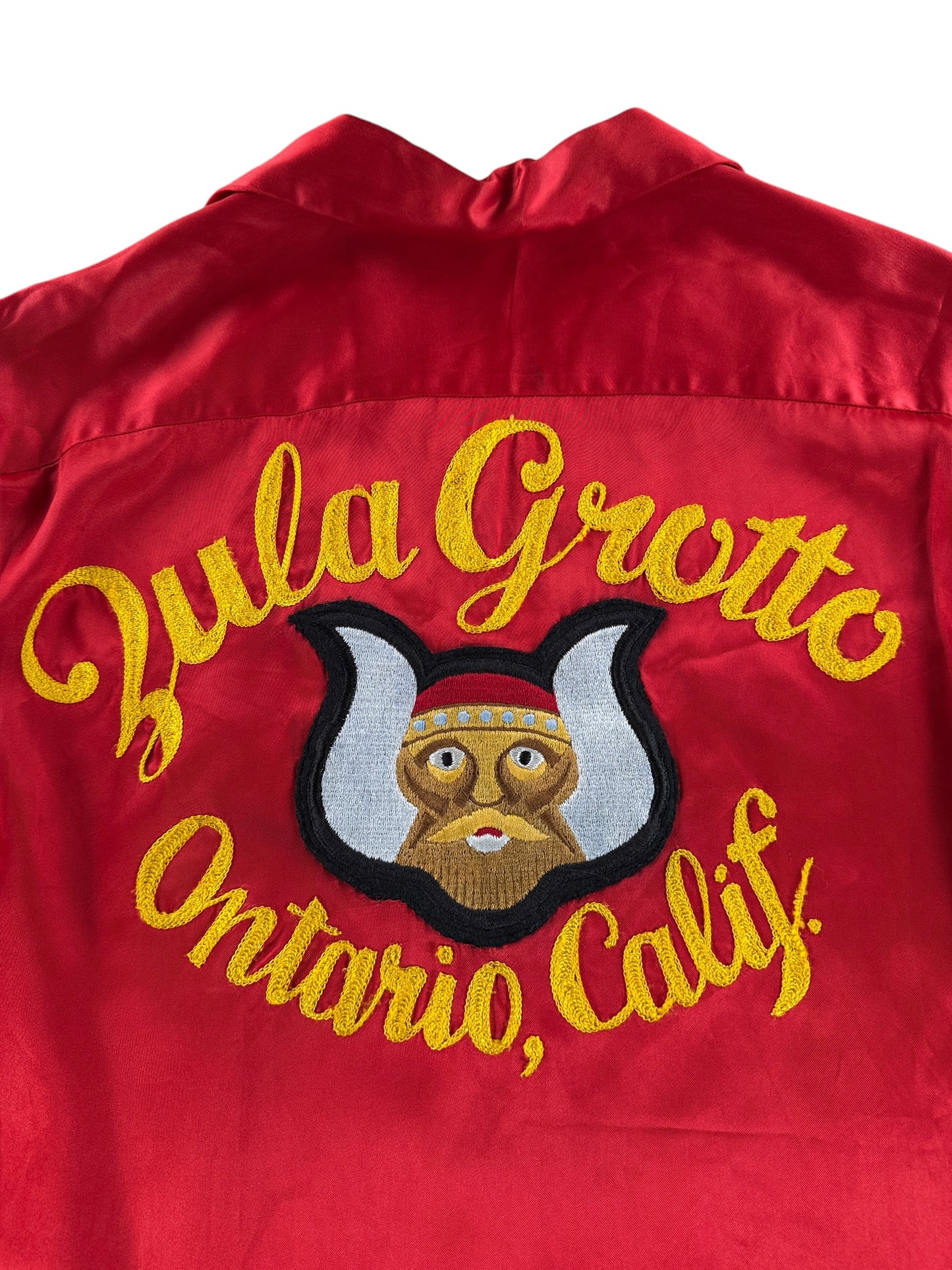 Back Design on Vintage 1950s Satin Bowling Shirt SZ L