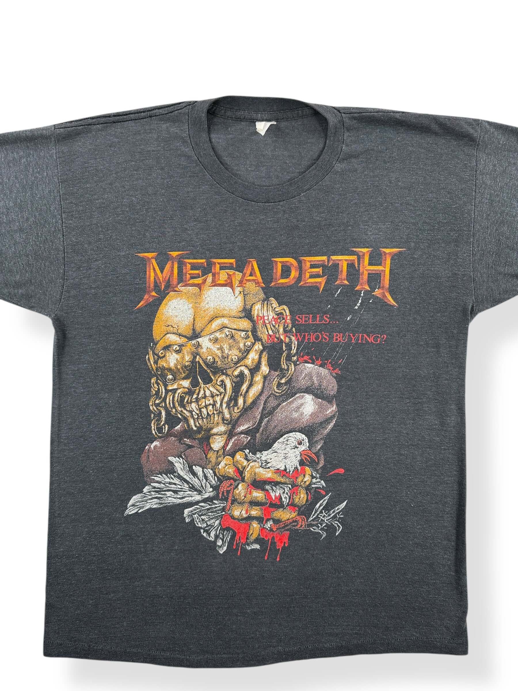 Front Close Up of Vintage 80s Megadeath Peace Sells Tee SZ M