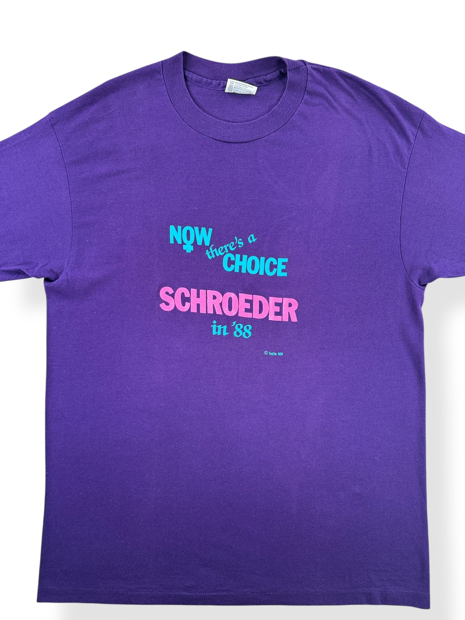 Front Close Up of Vintage Pat Schroeder Campaign Tee 1988 SZ L