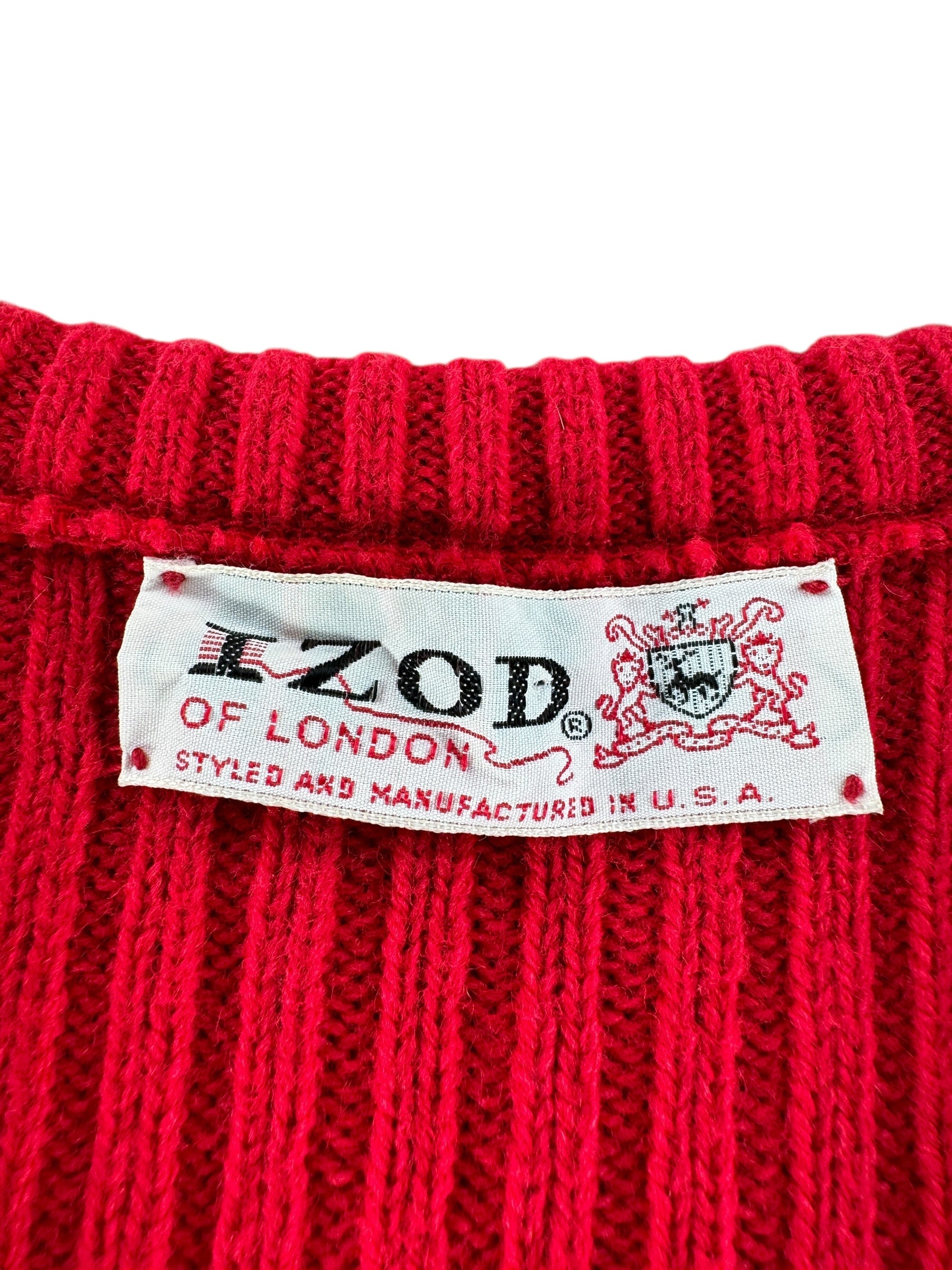 Tag on Vintage 60s Izod Red V-Neck Sweater SZ M