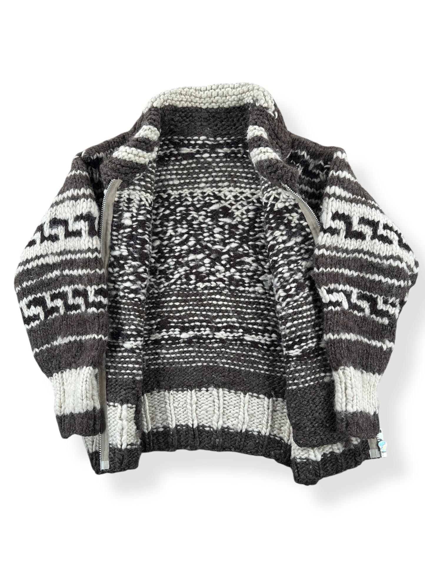 Inside of Vintage Thunderbird Cowichan Sweater SZ M