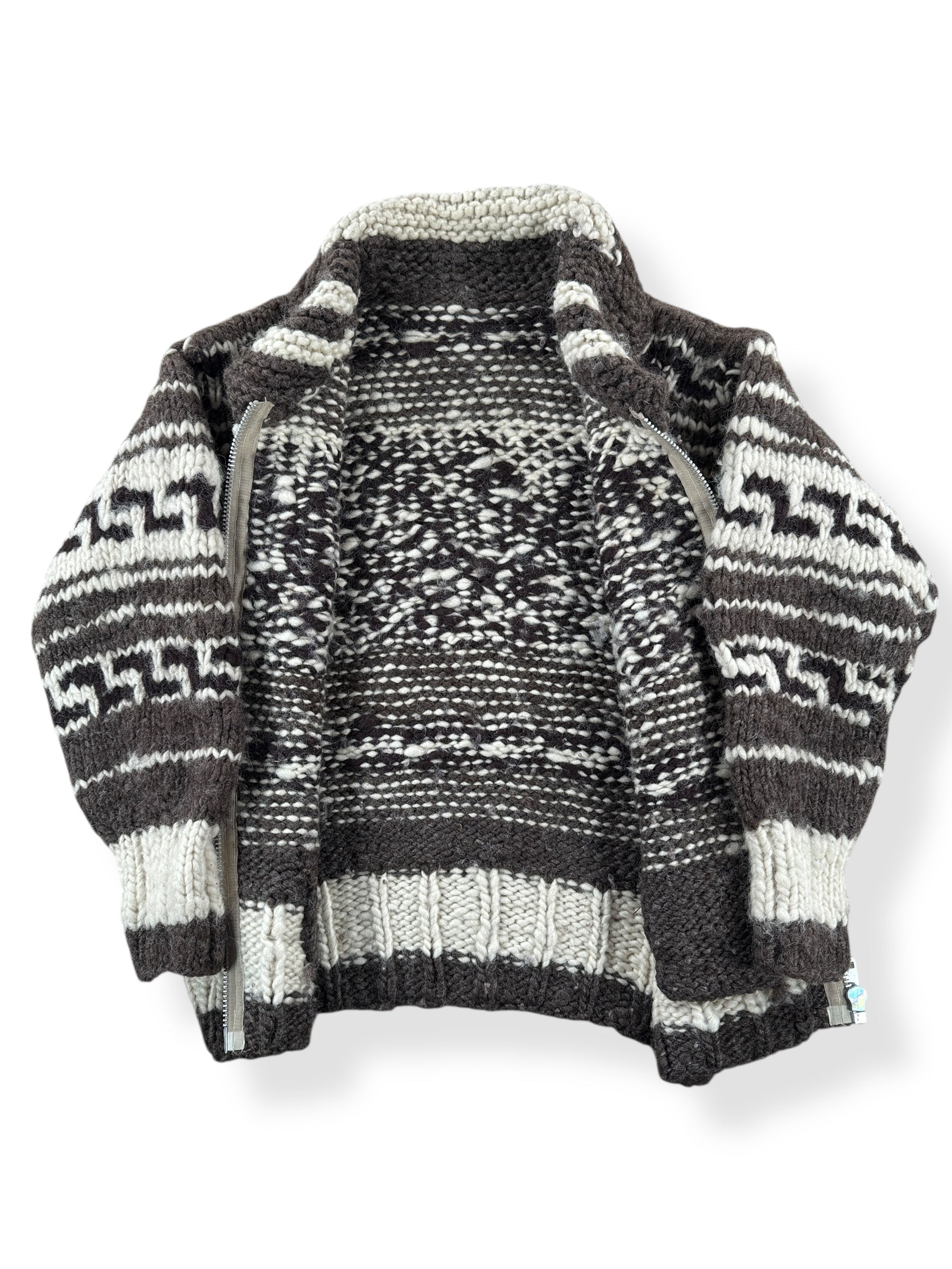Inside of Vintage Thunderbird Cowichan Sweater SZ M