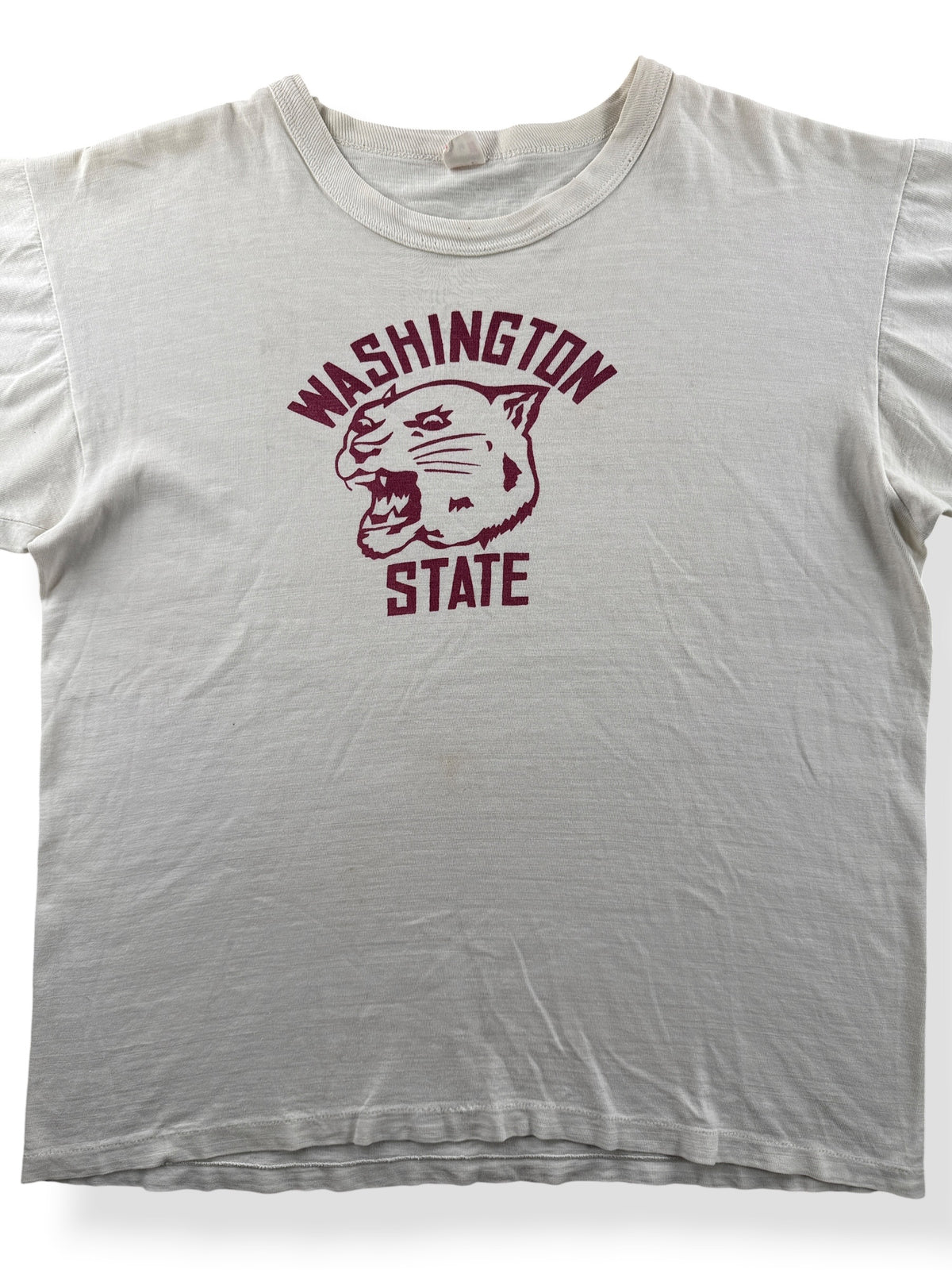 Close-up of Vintage 50s/60s Russell Southern WSU Tee SZ M
