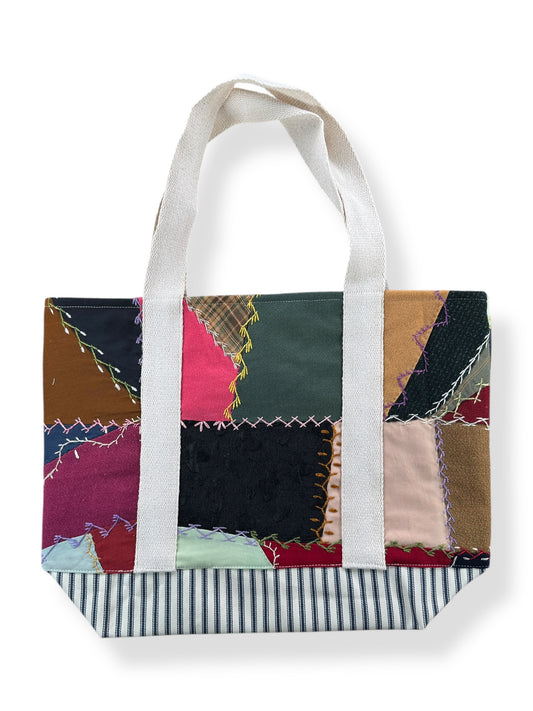 Front of Archive Craft X Barn Owl Vintage Quilt Tote Bag