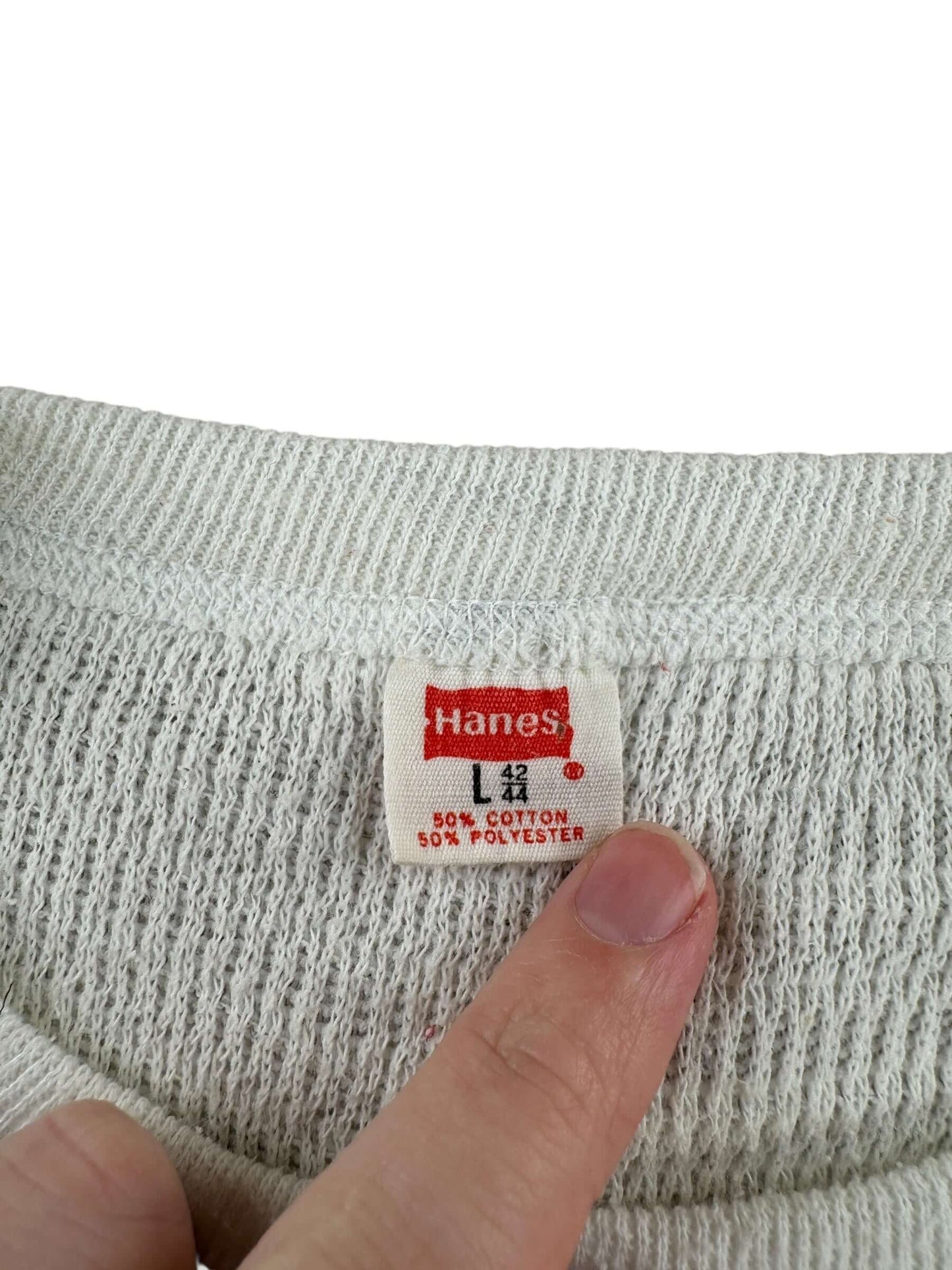 Tag on Vintage Hanes 50/50 Waffle Shirt SZ S