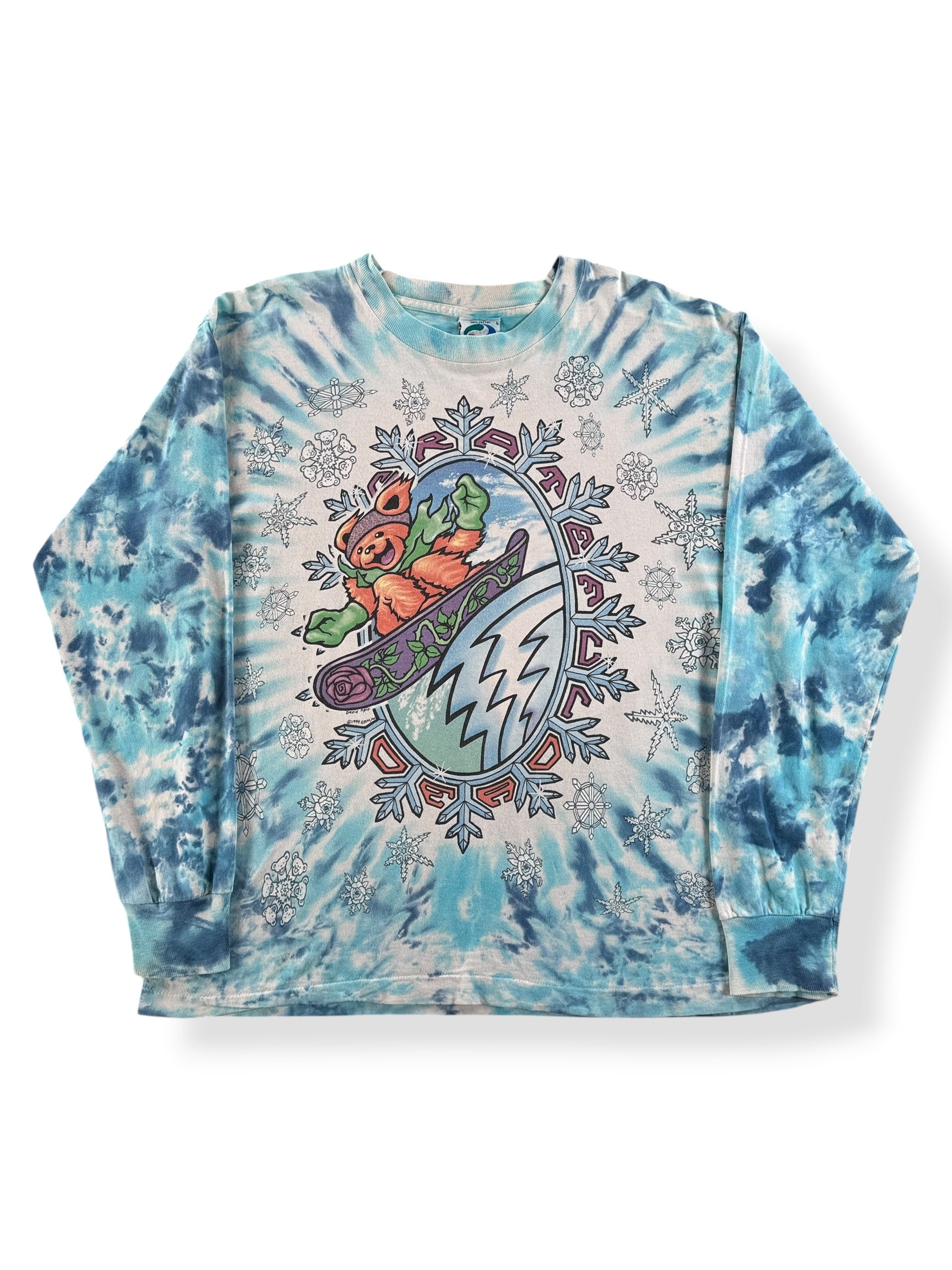 Front of Vintage Grateful Dead Snowboarding Bear Long Sleeve Tee SZ L