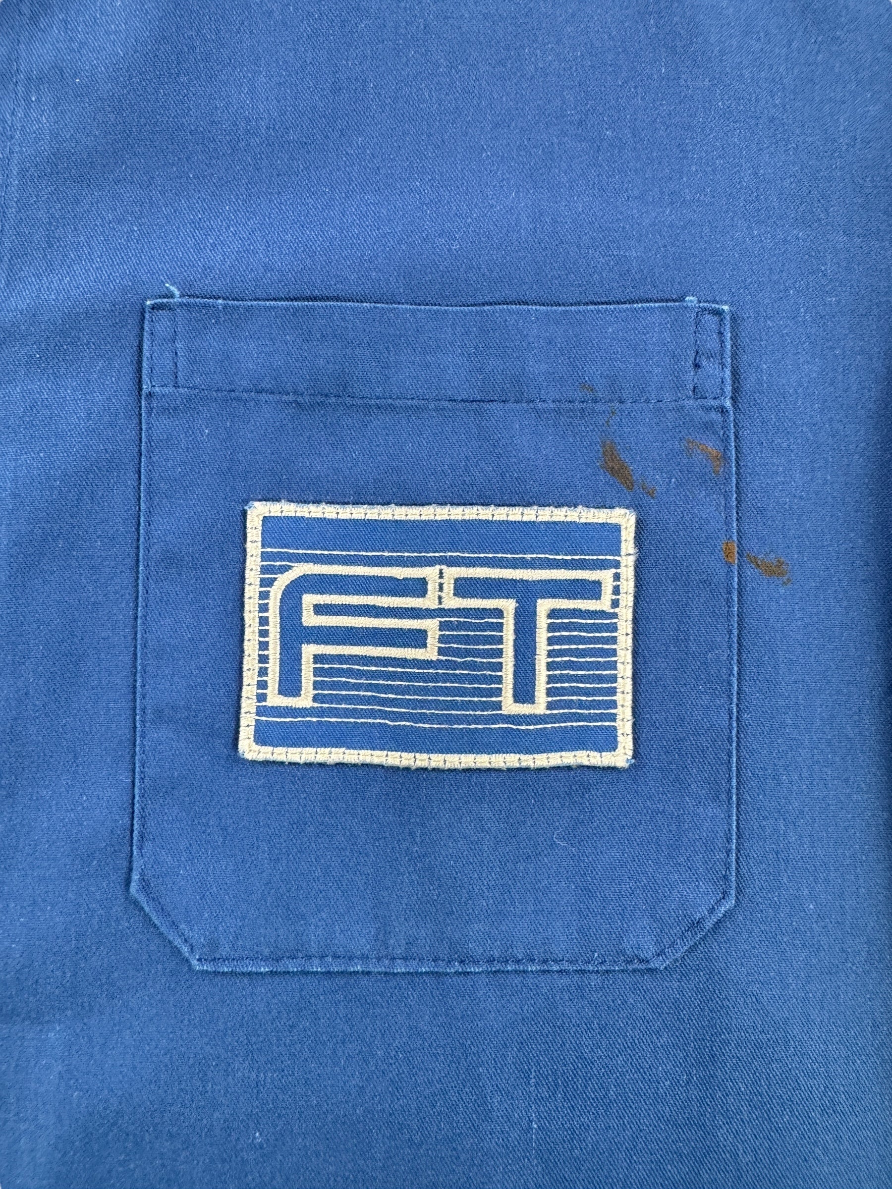 Patch on Vintage French Chore Coat w/ FT Patch SZ XL