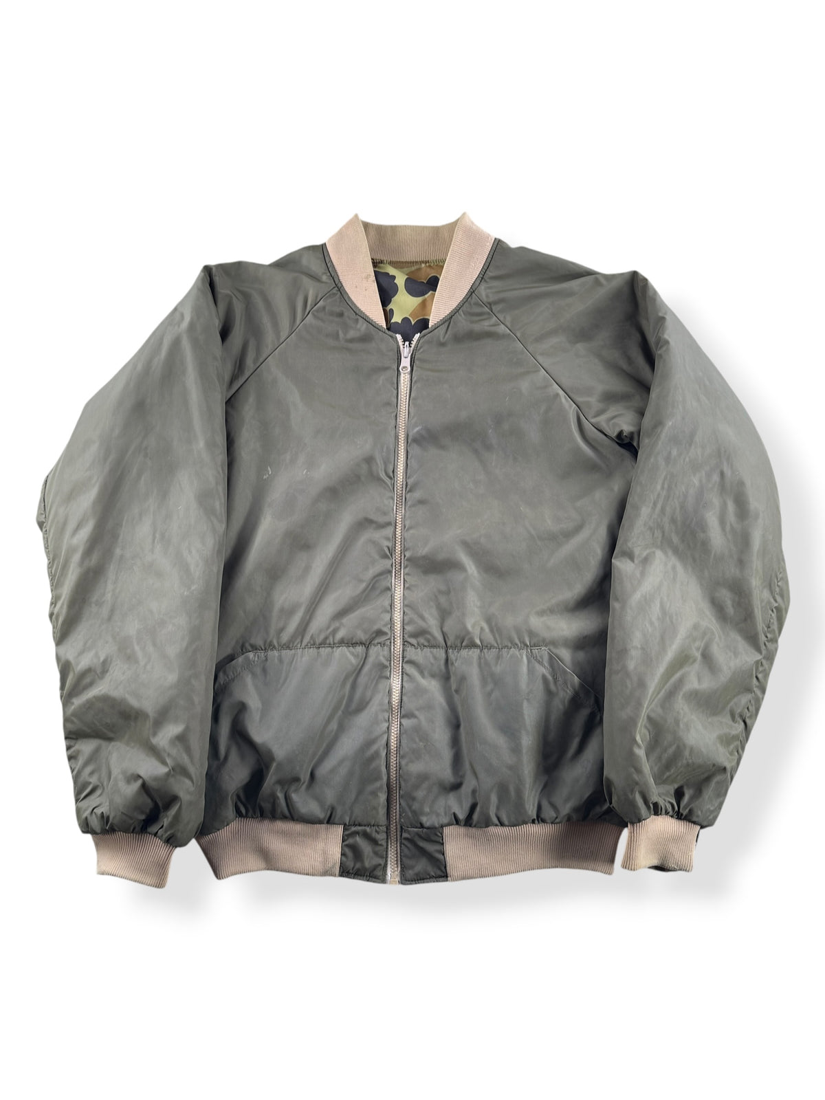 Front of inside out Vintage Columbia Reversible Hunting Bomber Jacket SZ L