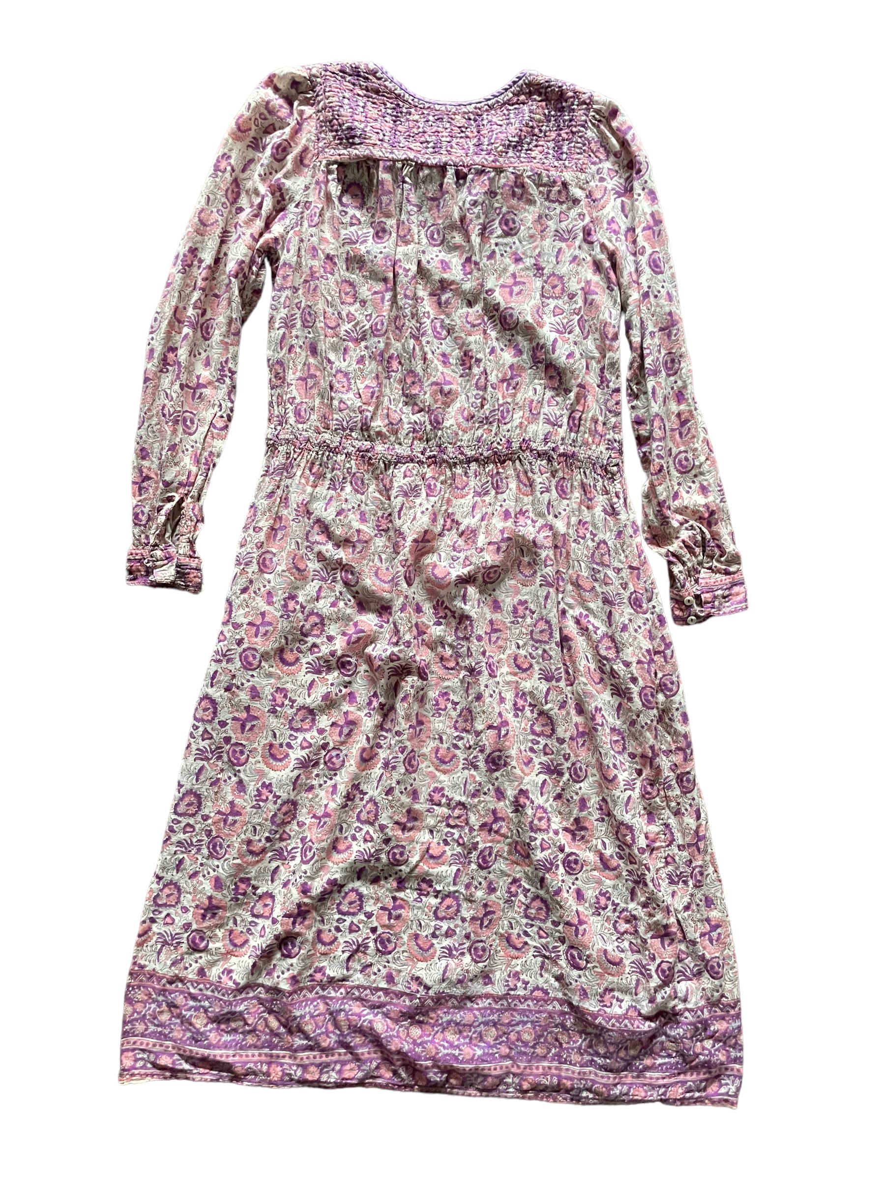 Full back view of Vintage 1970s Indian Cotton Dress SZ M-L |  Barn Owl Vintage Dresses | Seattle Vintage Ladies Clothing