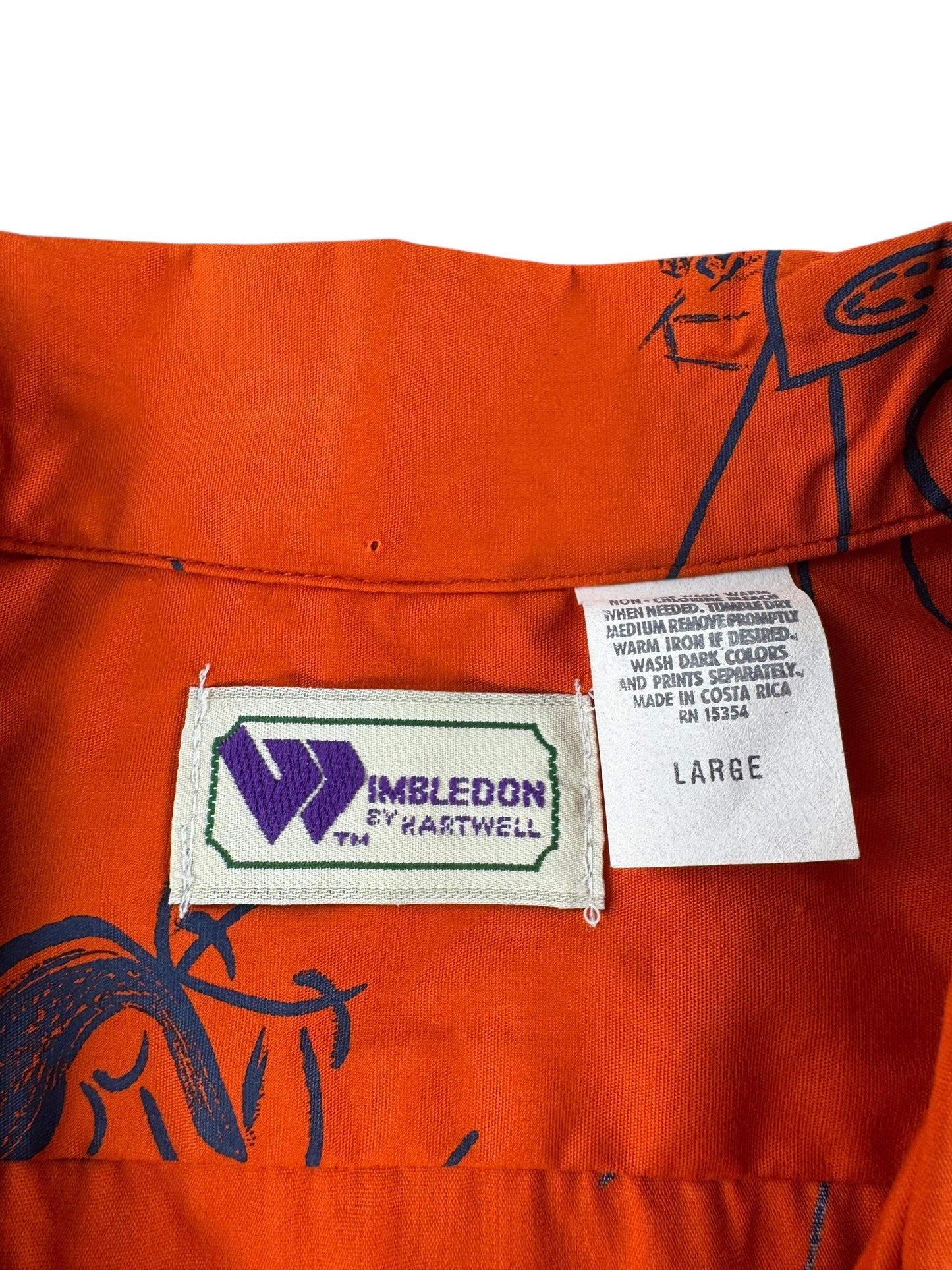 Label on Vintage Wimbledon by Hartwell Aloha Shirt SZ L