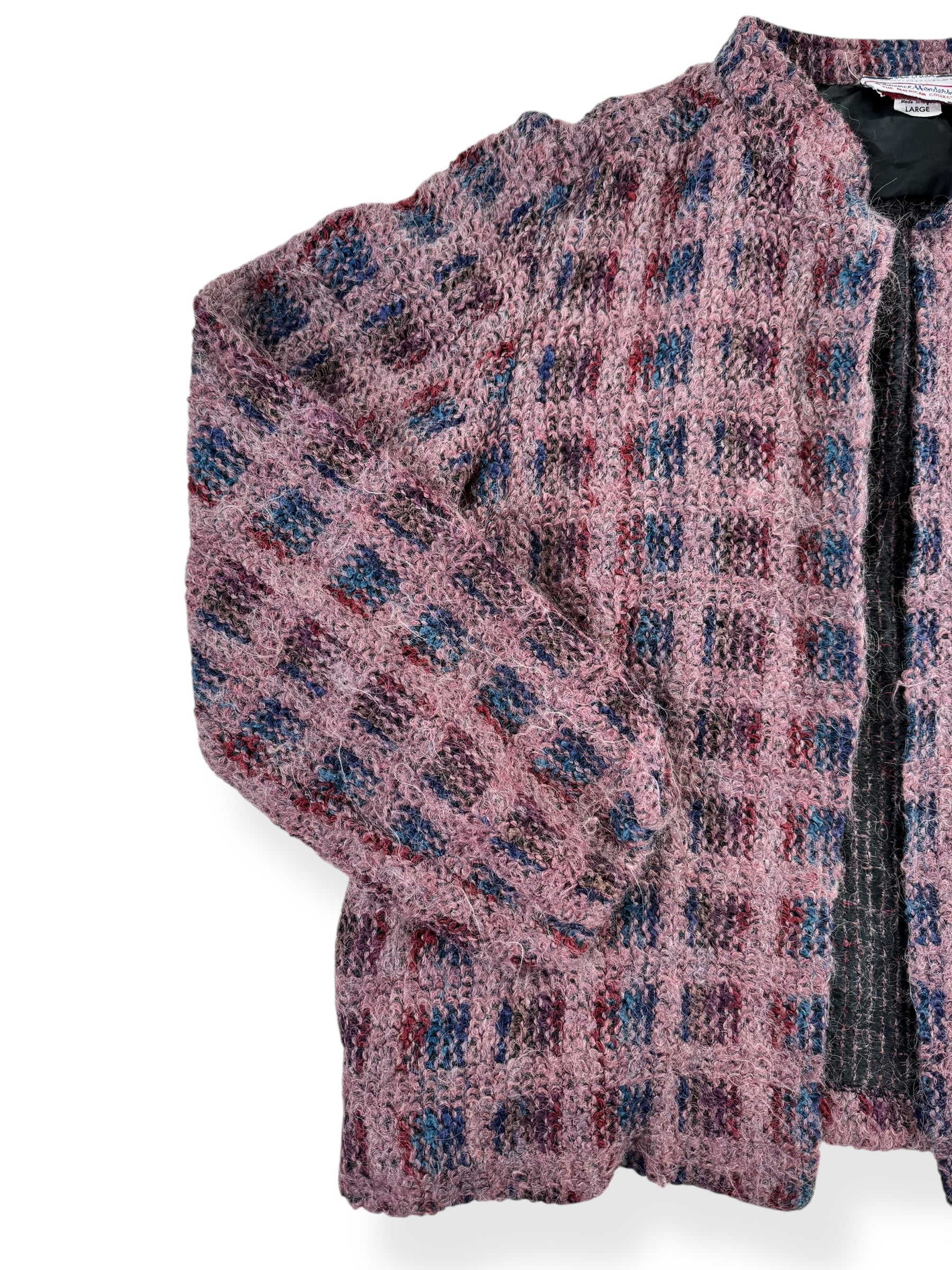 Front right side view of 1980s Florence Henderson Grandma Cardigan L