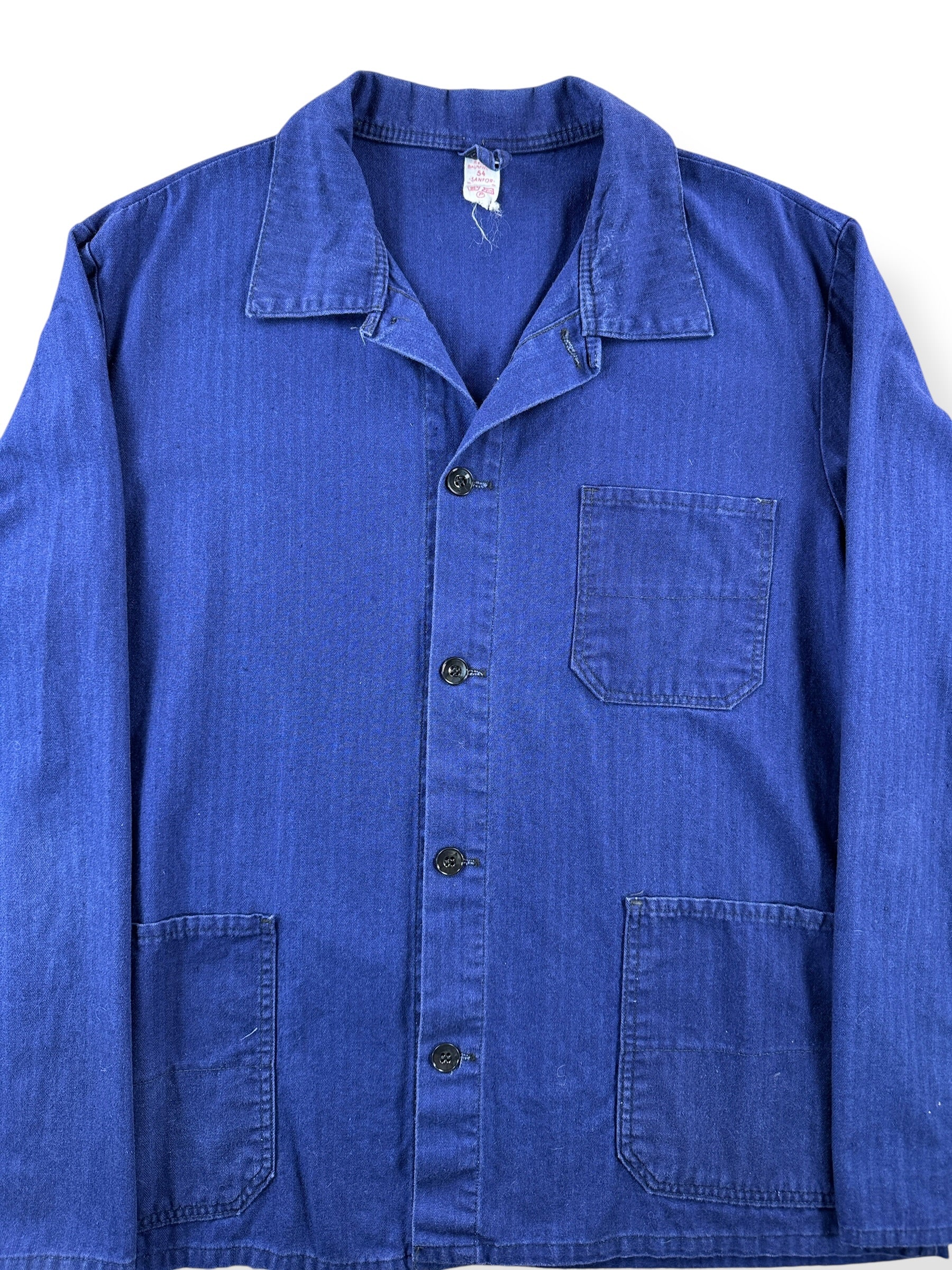 Front Close Up of Vintage Sanfor HBT French Chore Coat SZ L