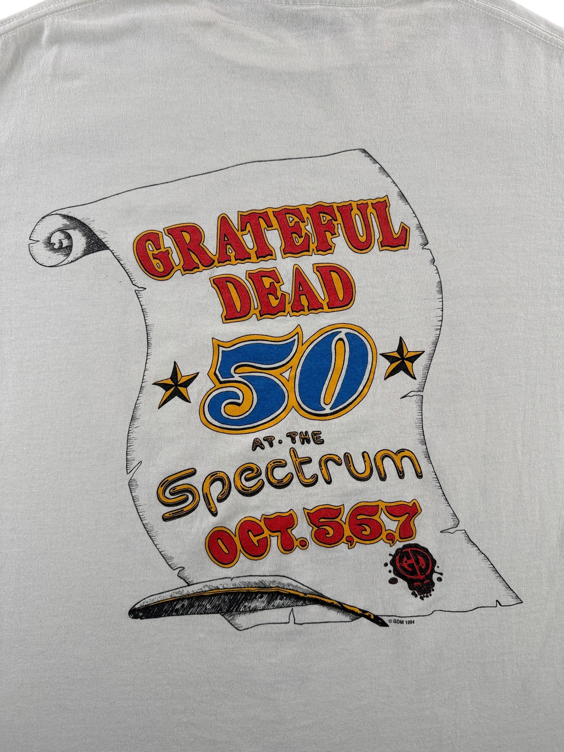 Back Graphic of Vintage 1994 Grateful Dead Philly 50 Tee SZ L (Fits M)