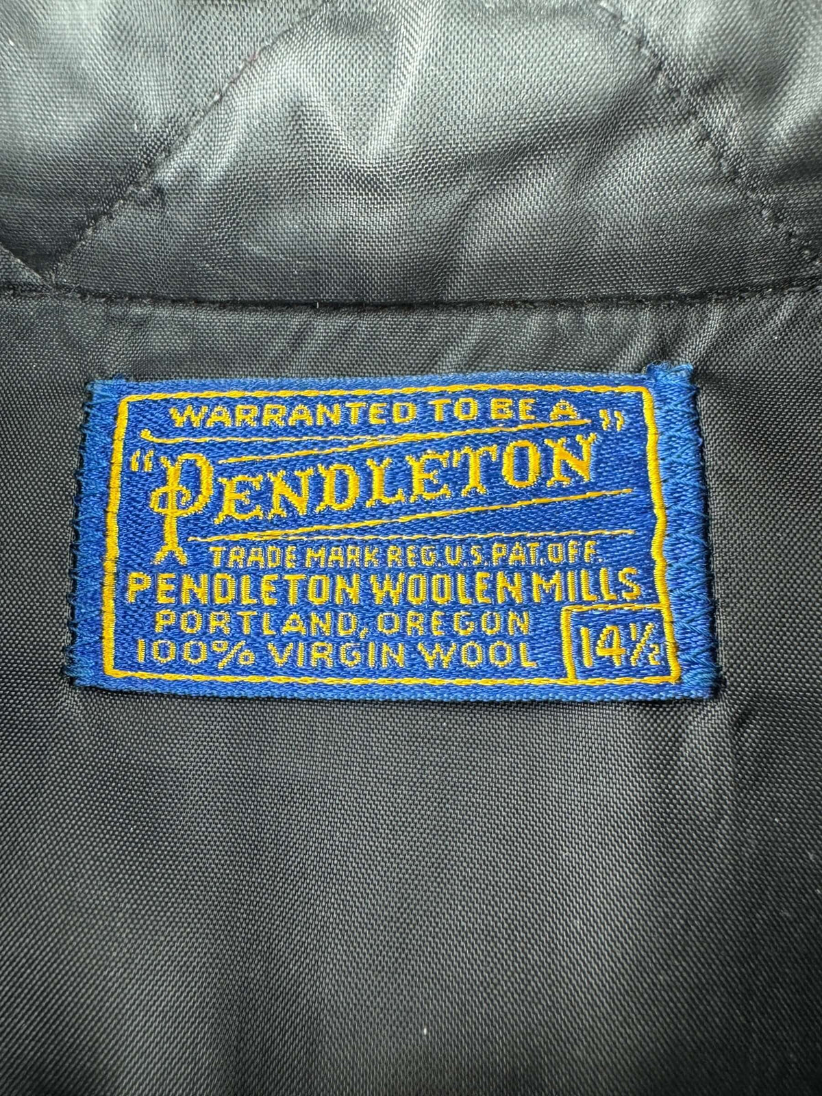Tag on Vintage 1970s Pendleton Wool Button Down Shirt SZ M
