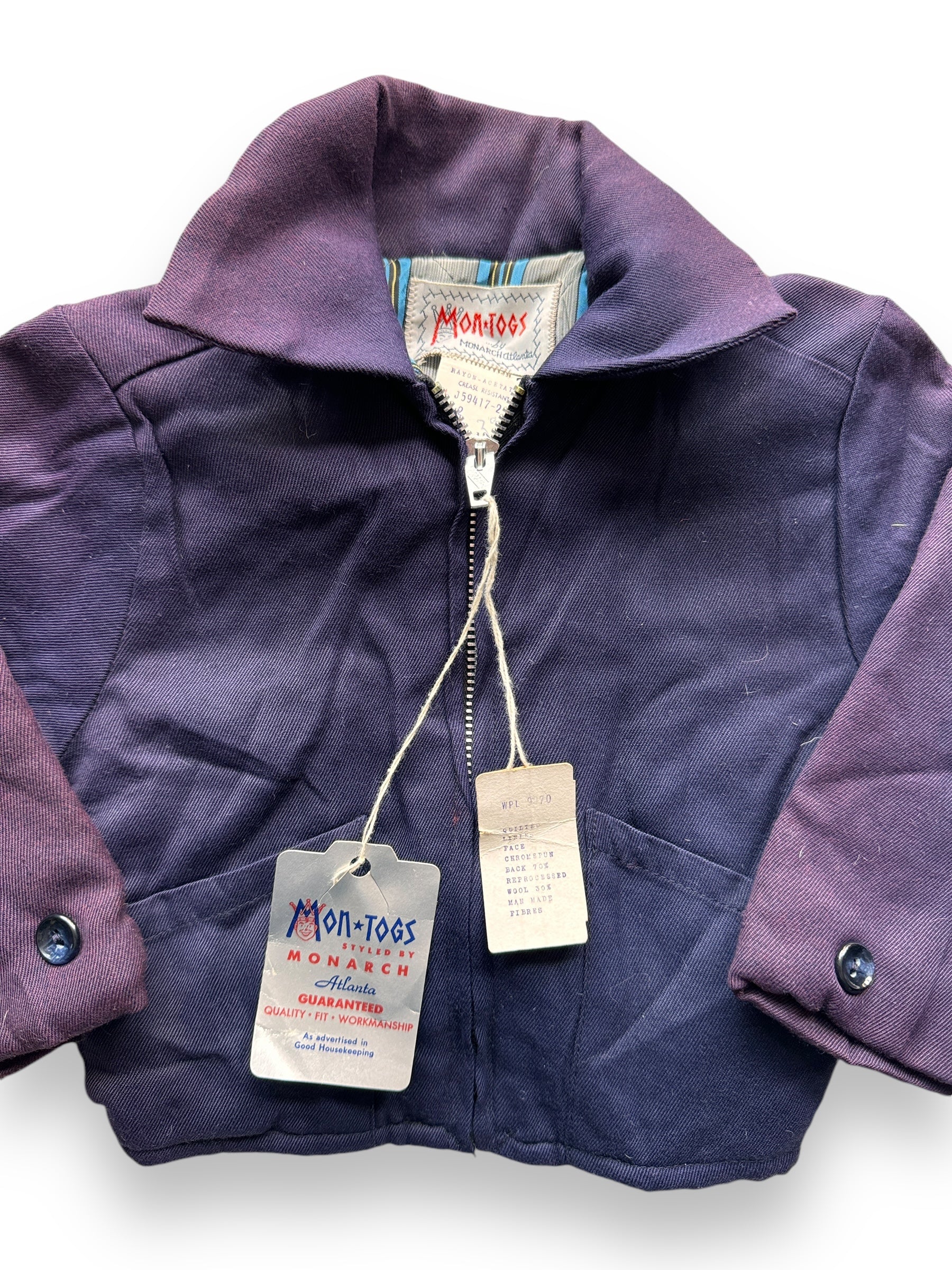 front close up of Vintage Child Sized NOS Mon Togs Rickey Jacket SZ 2 Kids