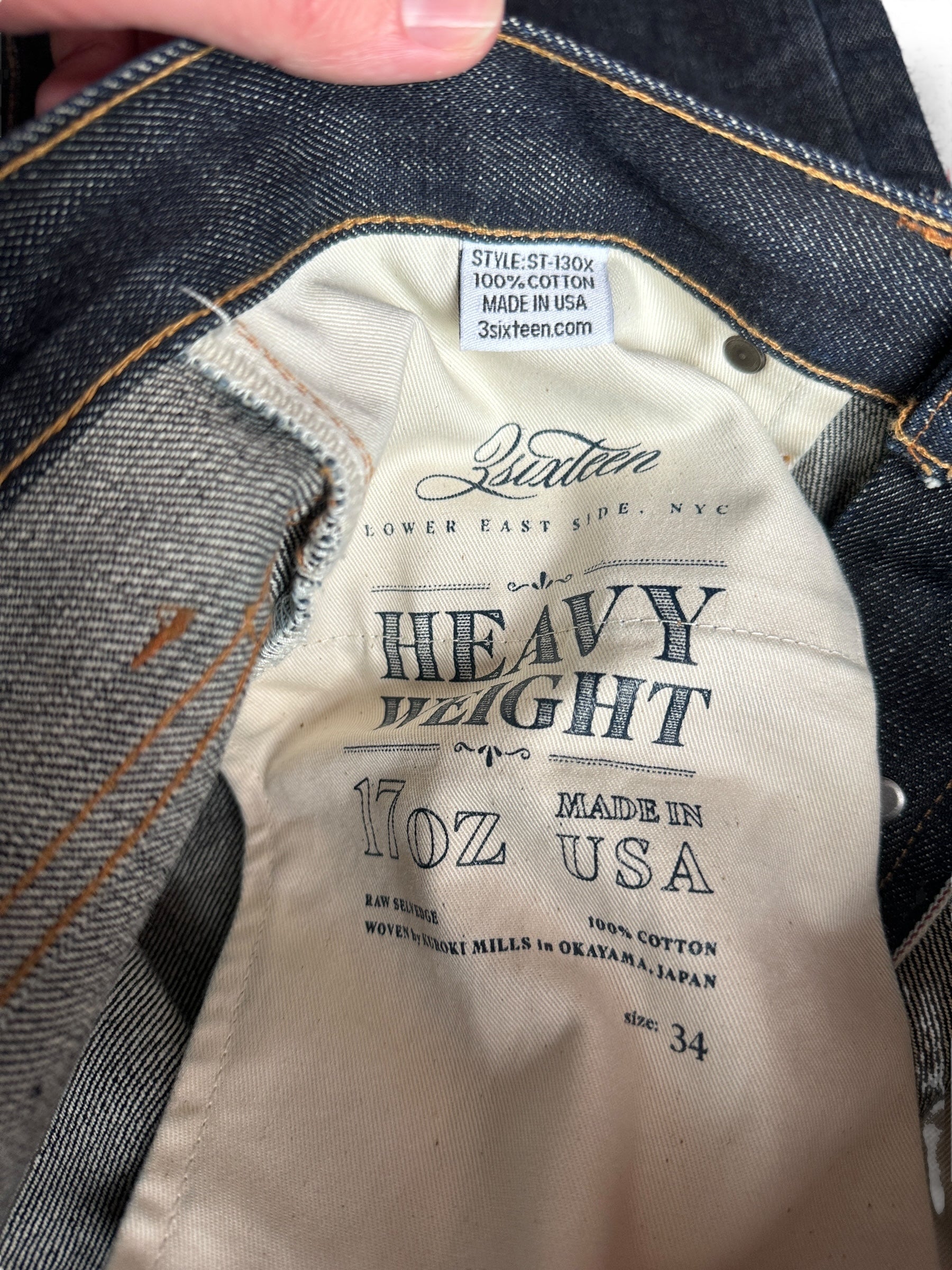 Pocket Stamp on 3sixteen 17oz Skinny Japanese Selvedge W34