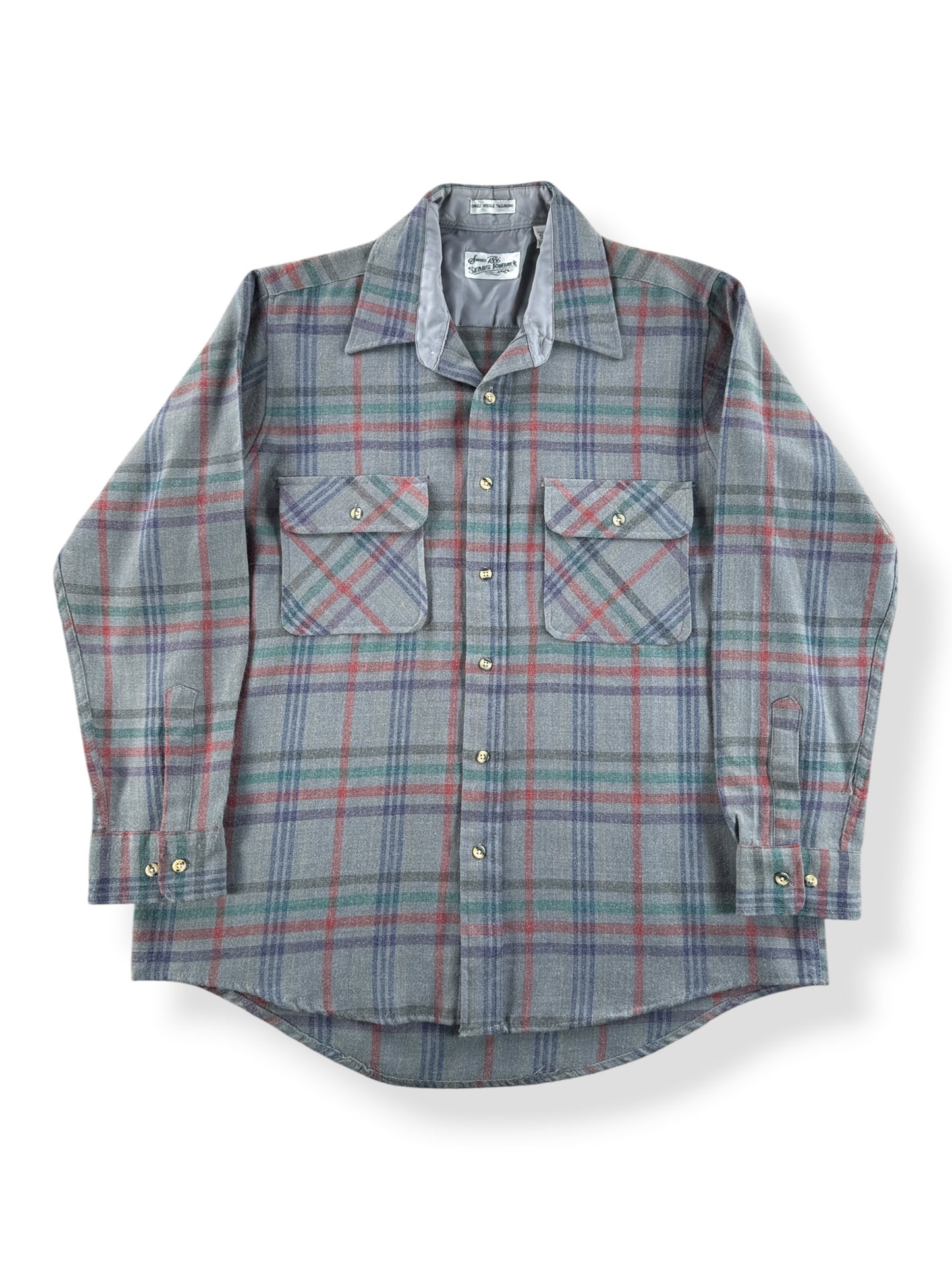 Front of Vintage Sears Wool/Acrylic Blend Flannel SZ L