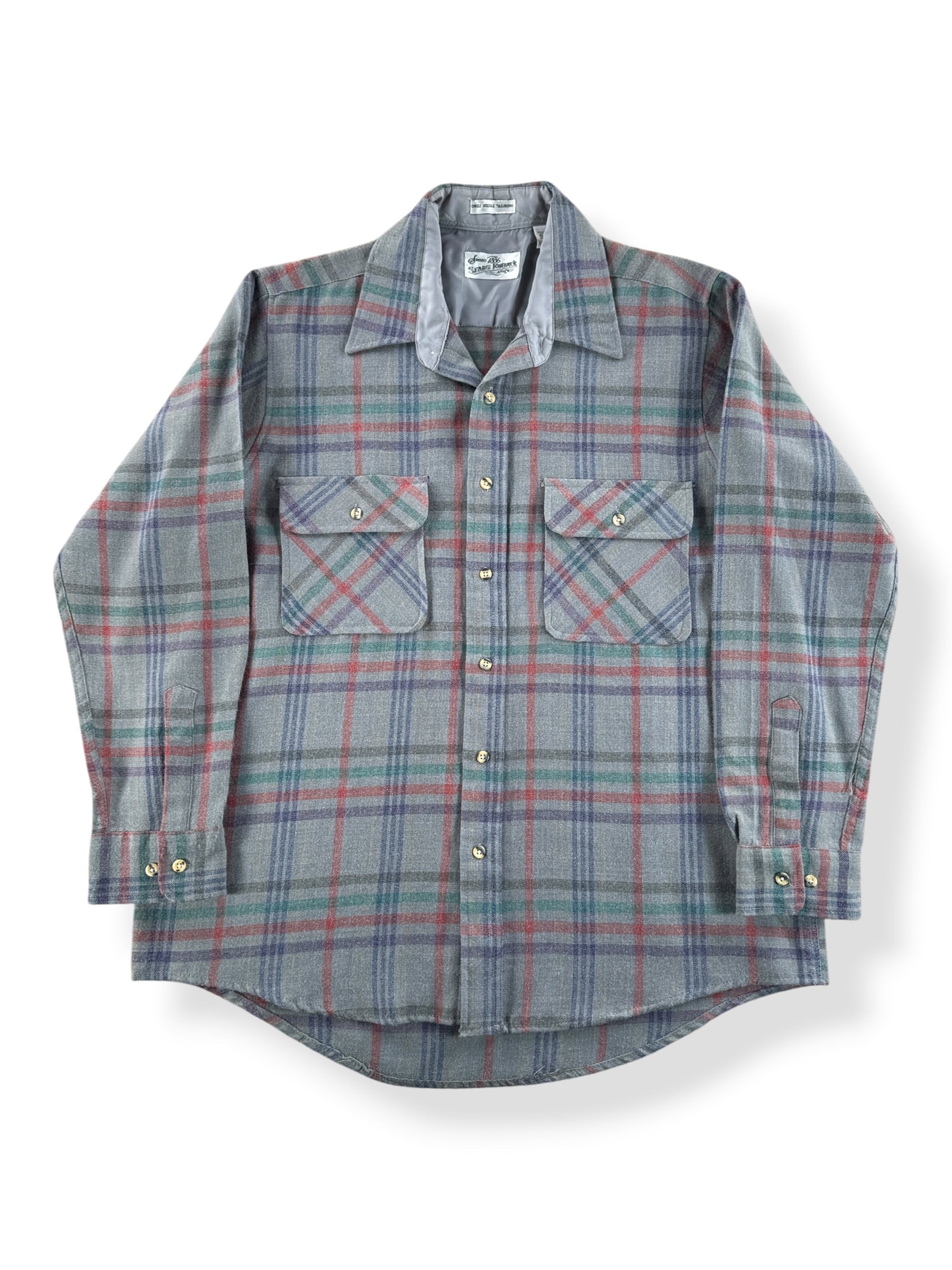 Front of Vintage Sears Wool/Acrylic Blend Flannel SZ L