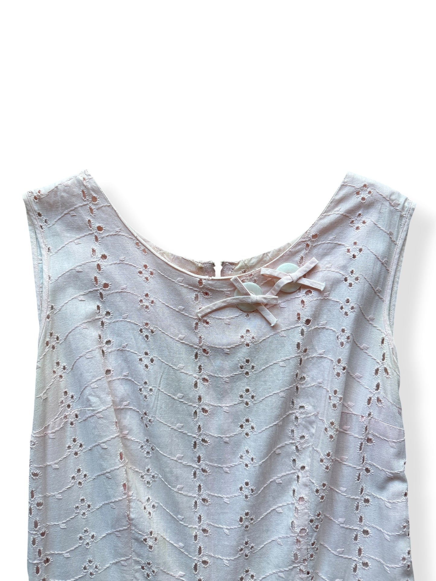 Neckline on Vintage 50s Eyelet Dress + Bolero Set SZ S - AS IS