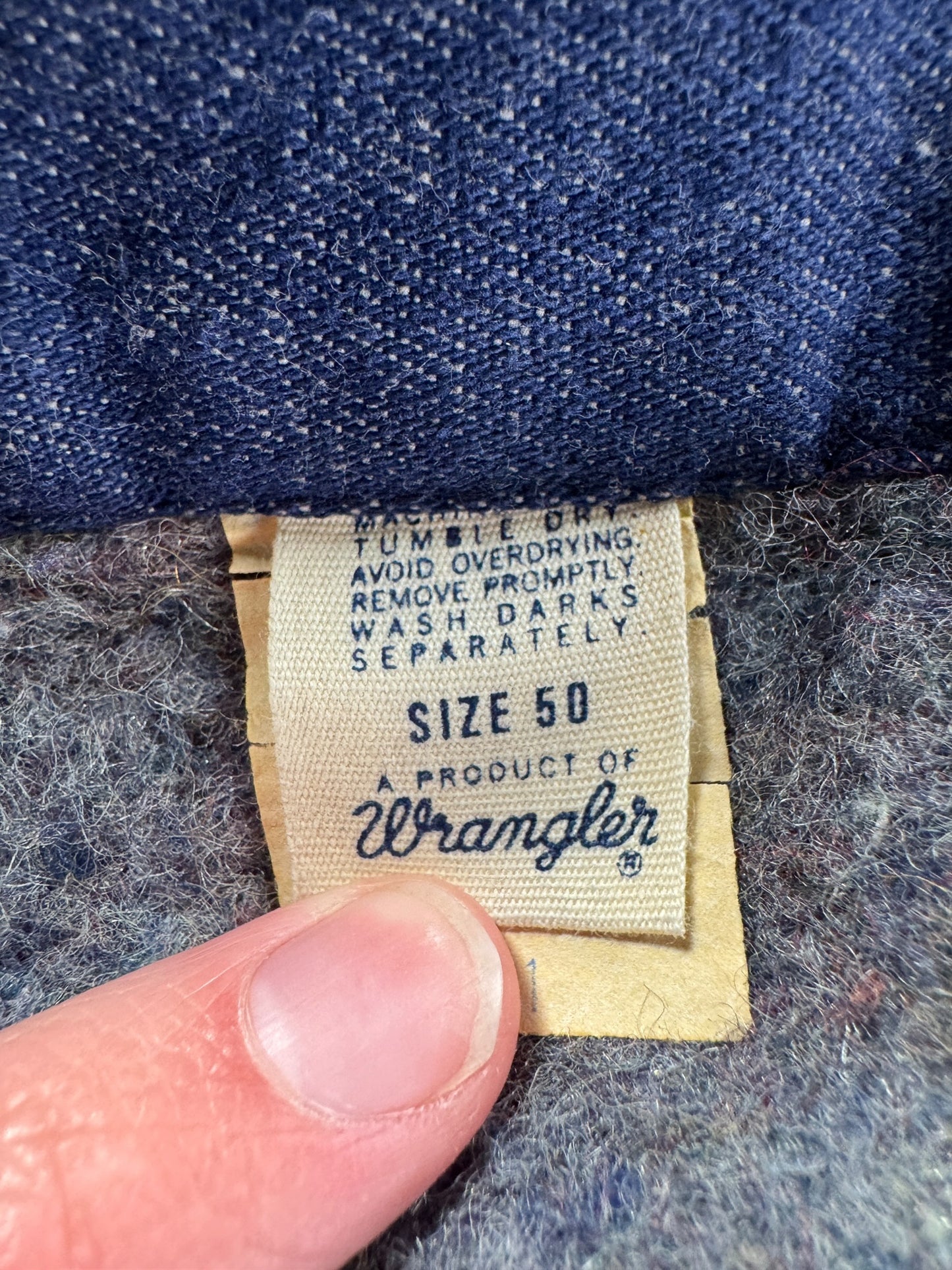 Tag on Vintage Wrangler Blanket Lined Denim Chore Coat SZ 50