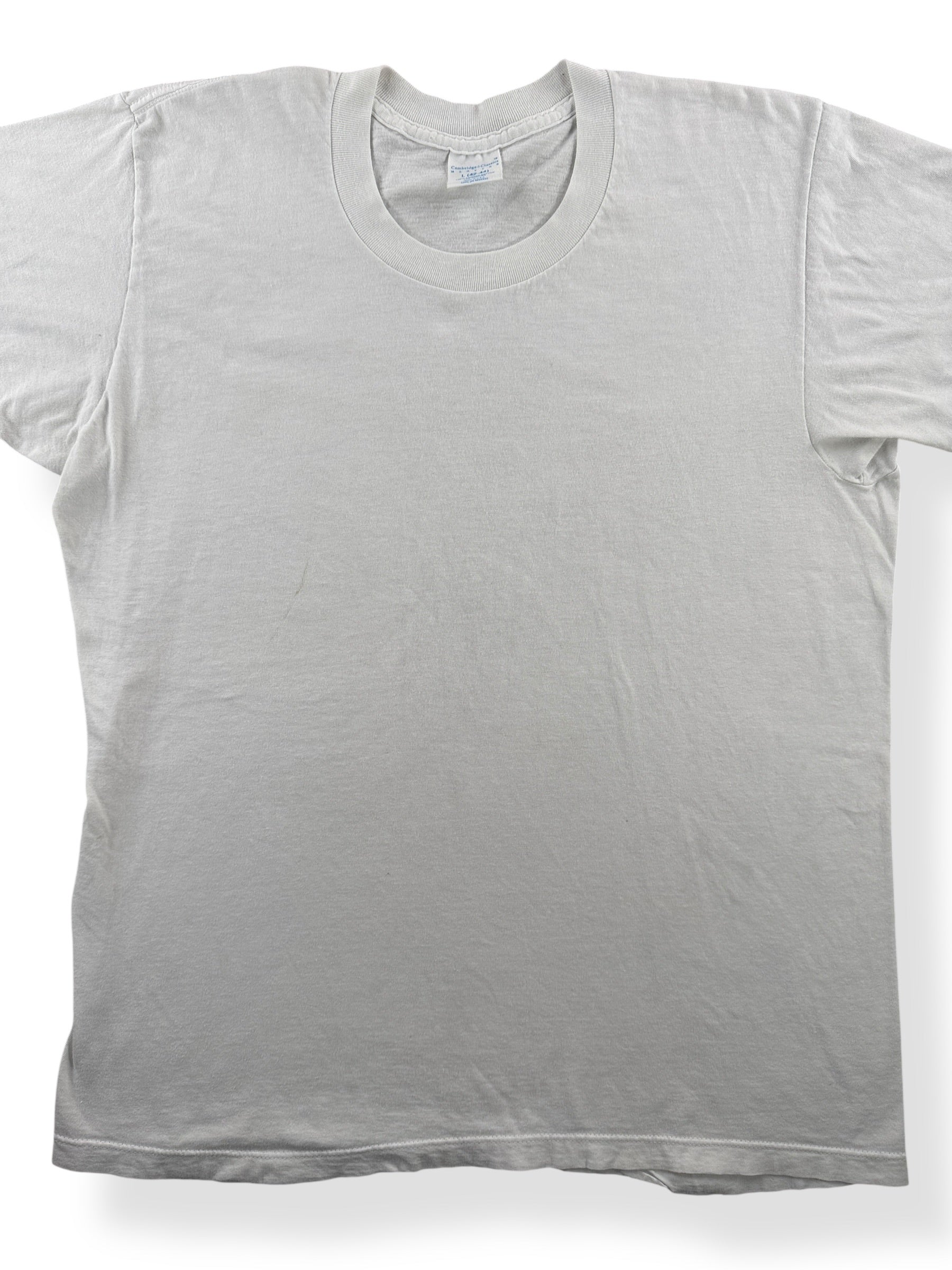 Front Close Up of Vintage White Blank Tee SZ L