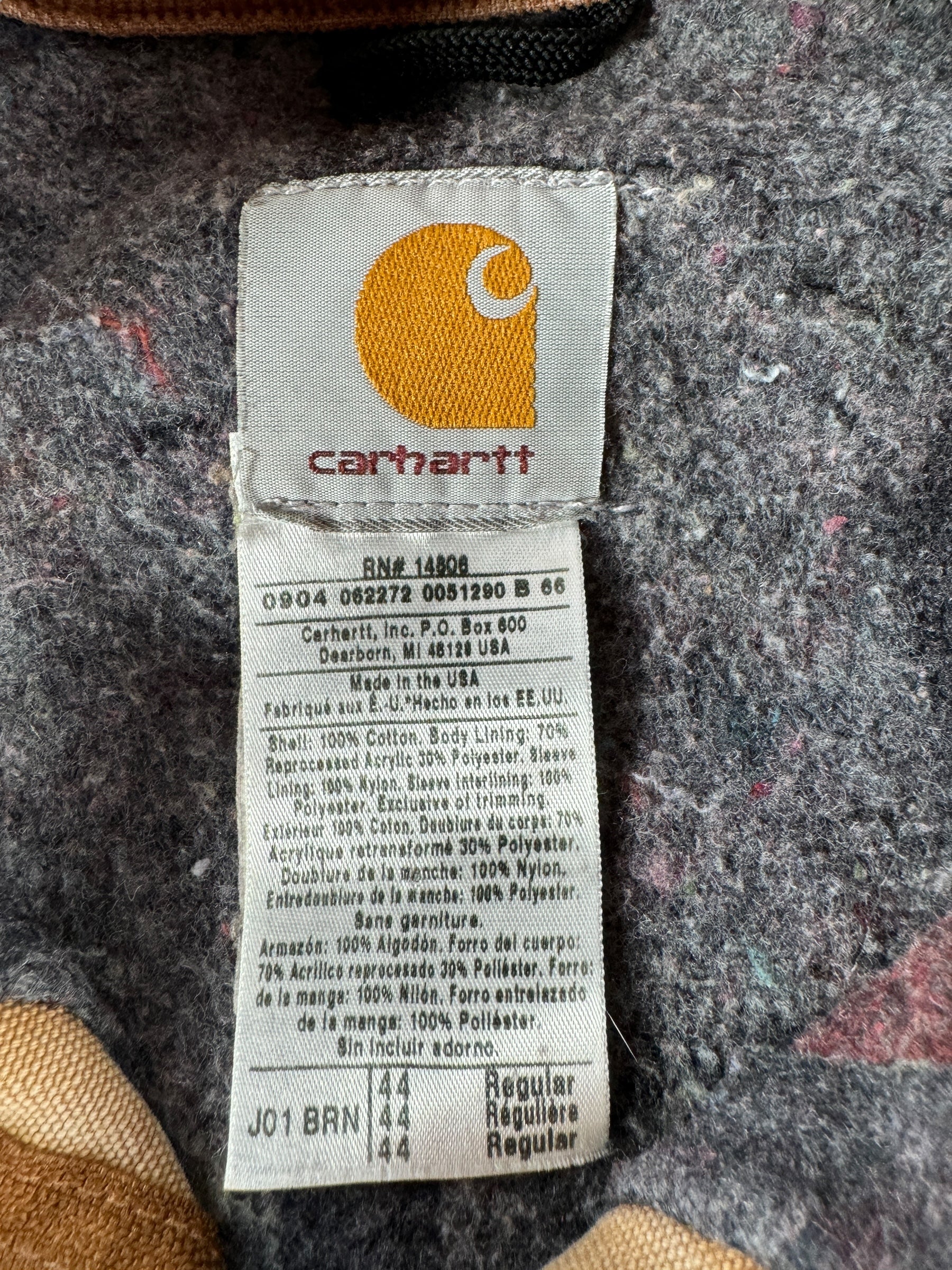 Tag on Vintage Brown Carhartt Detroit Jacket SZ 44