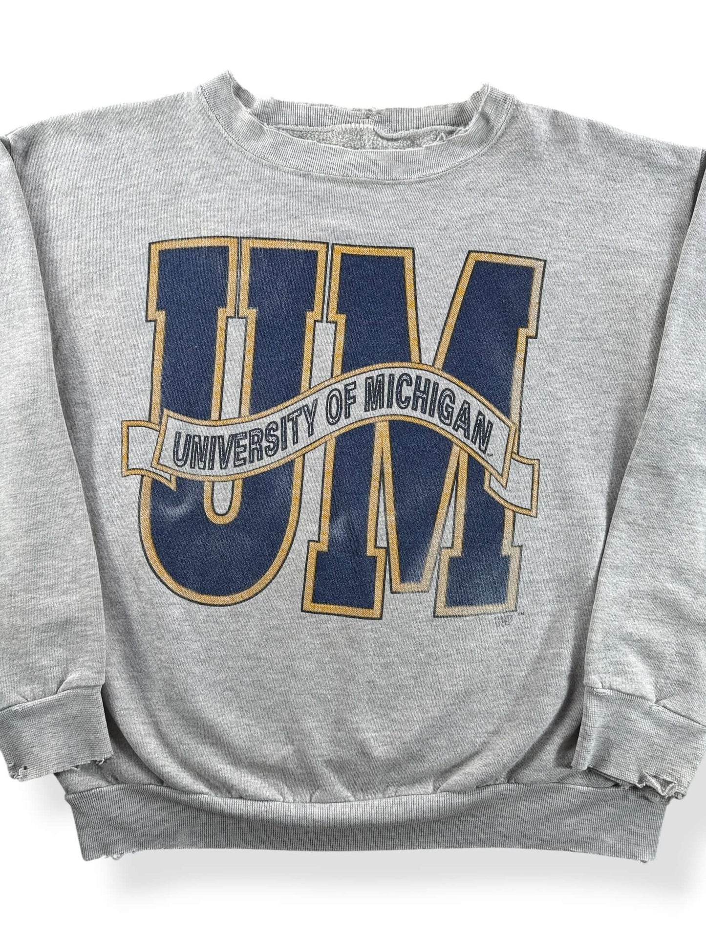 Front Close Up of Vintage University Of Michigan Sweatshirt SZ L - AS IS