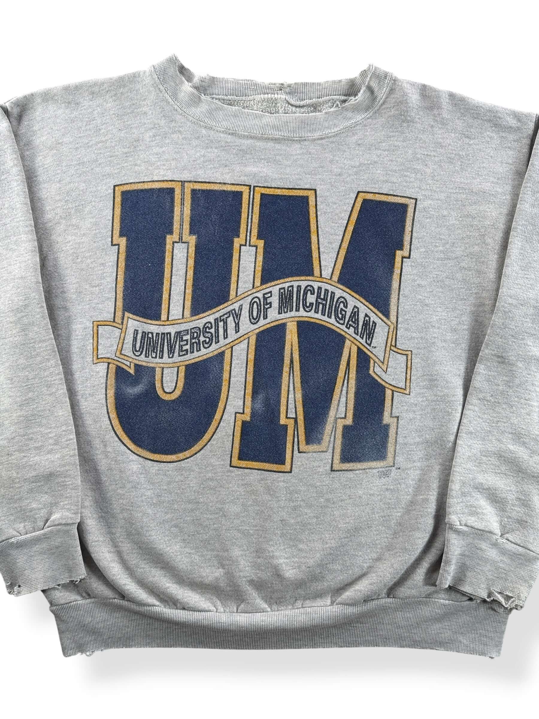 Front Close Up of Vintage University Of Michigan Sweatshirt SZ L - AS IS