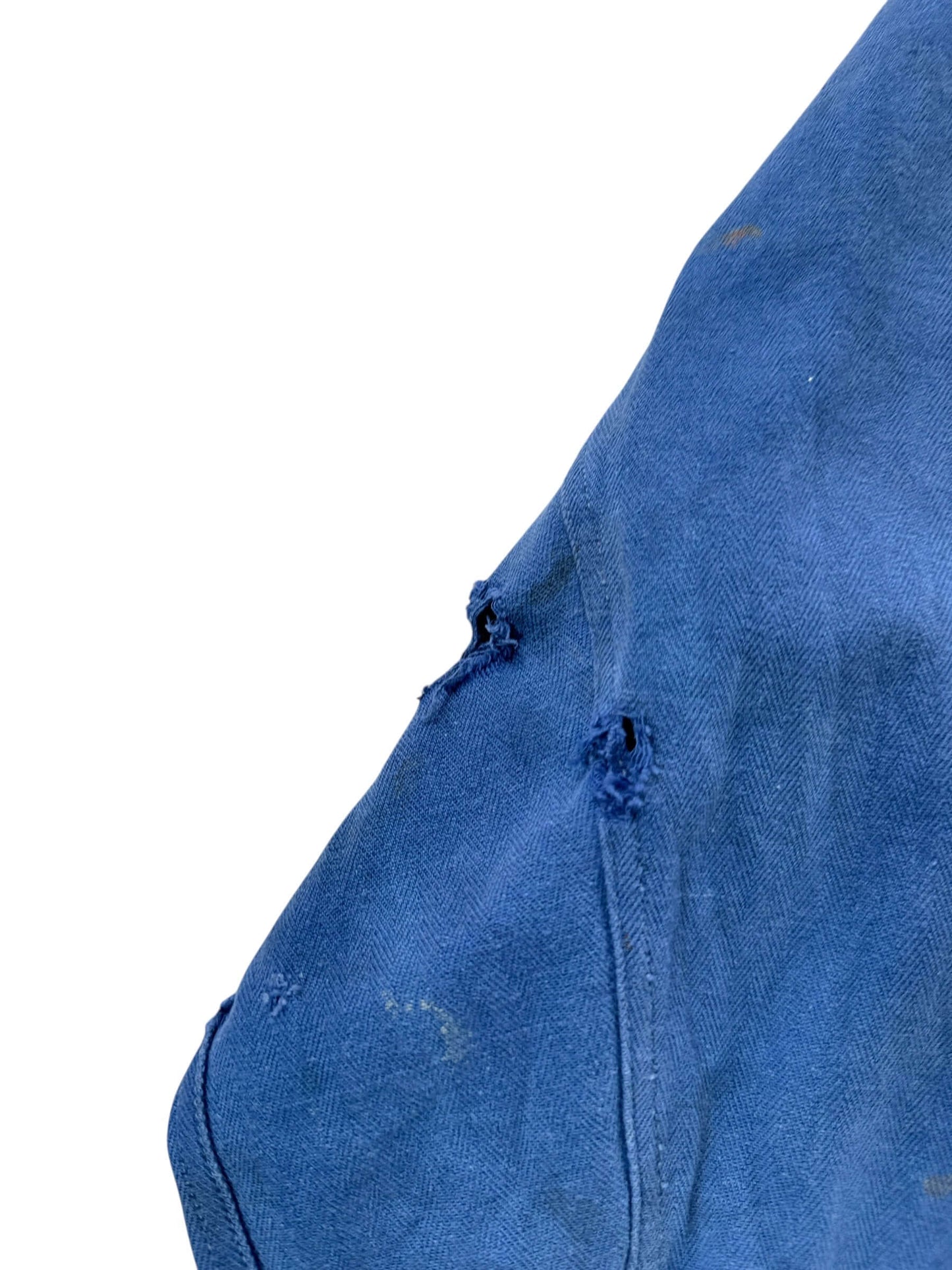Holes on Vintage Faded Blue French Chore Coat SZ L