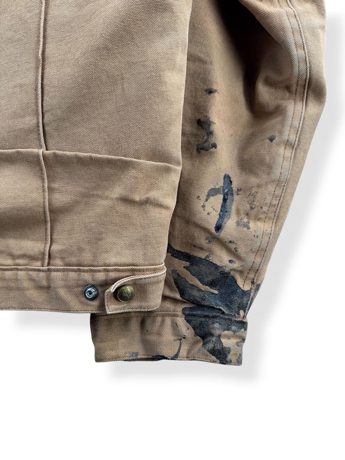 Paint on back of cuff on Vintage 1990s Dickies Detroit Style Workwear Jacket L